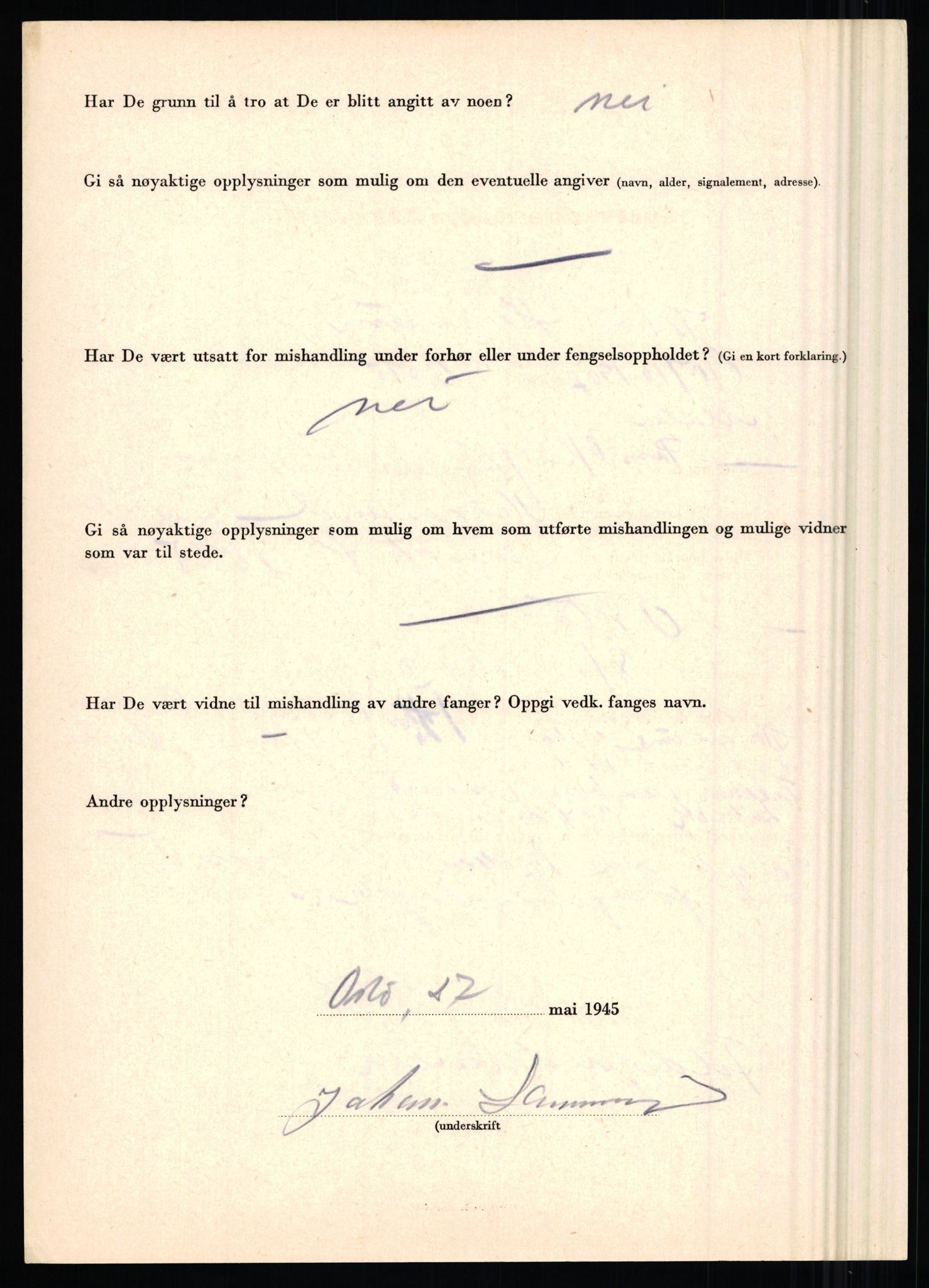 Rikspolitisjefen, AV/RA-S-1560/L/L0007: Heen, Erik C. - Iversen, Trygve, 1940-1945, p. 38