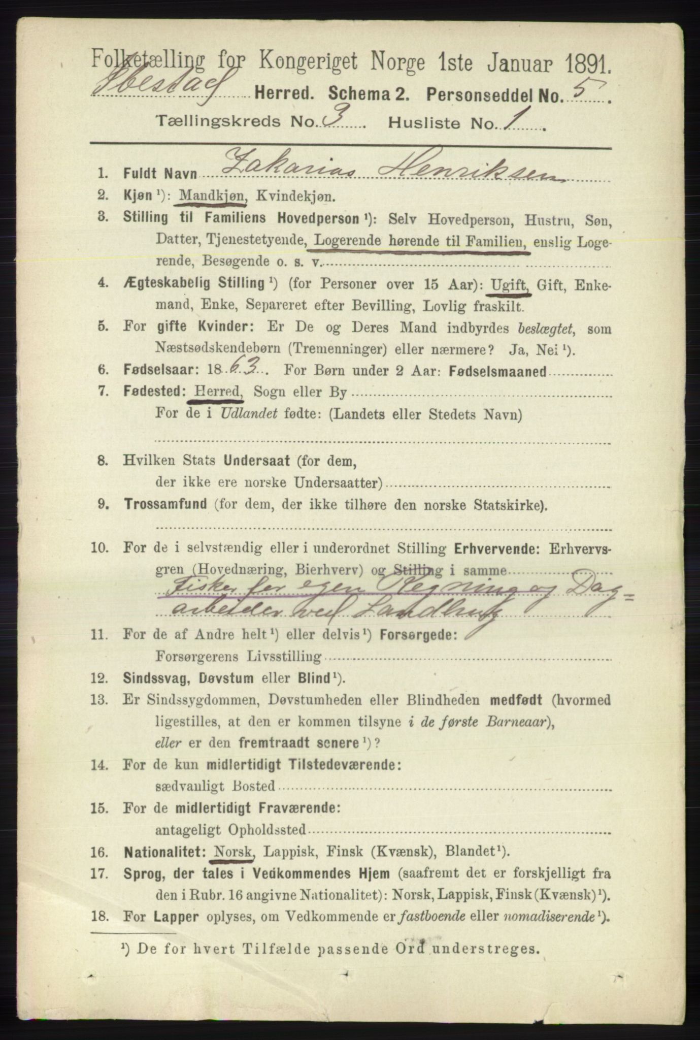 RA, 1891 census for 1917 Ibestad, 1891, p. 1719