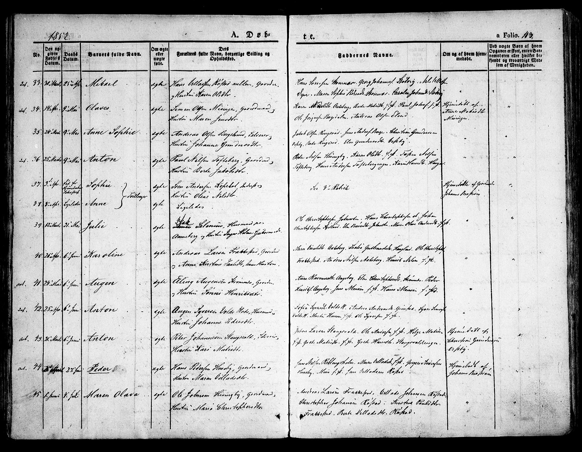 Råde prestekontor kirkebøker, AV/SAO-A-2009/F/Fa/L0005: Parish register (official) no. 5, 1830-1853, p. 103