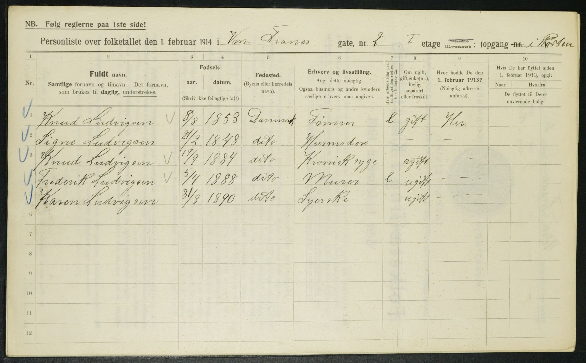 OBA, Municipal Census 1914 for Kristiania, 1914, p. 127287