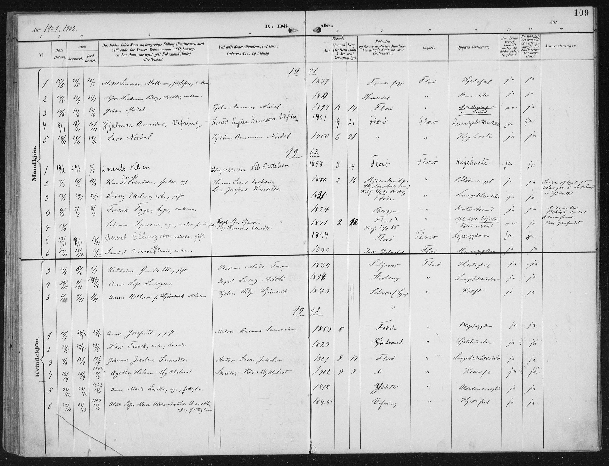 Kinn sokneprestembete, AV/SAB-A-80801/H/Haa/Haac/L0002: Parish register (official) no. C 2, 1895-1916, p. 109