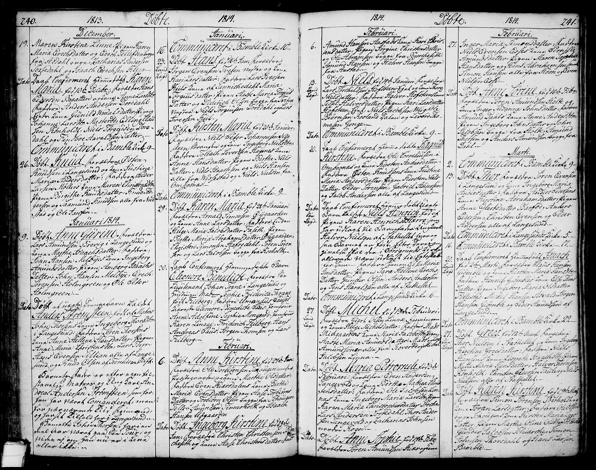 Bamble kirkebøker, SAKO/A-253/F/Fa/L0002: Parish register (official) no. I 2, 1775-1814, p. 240-241