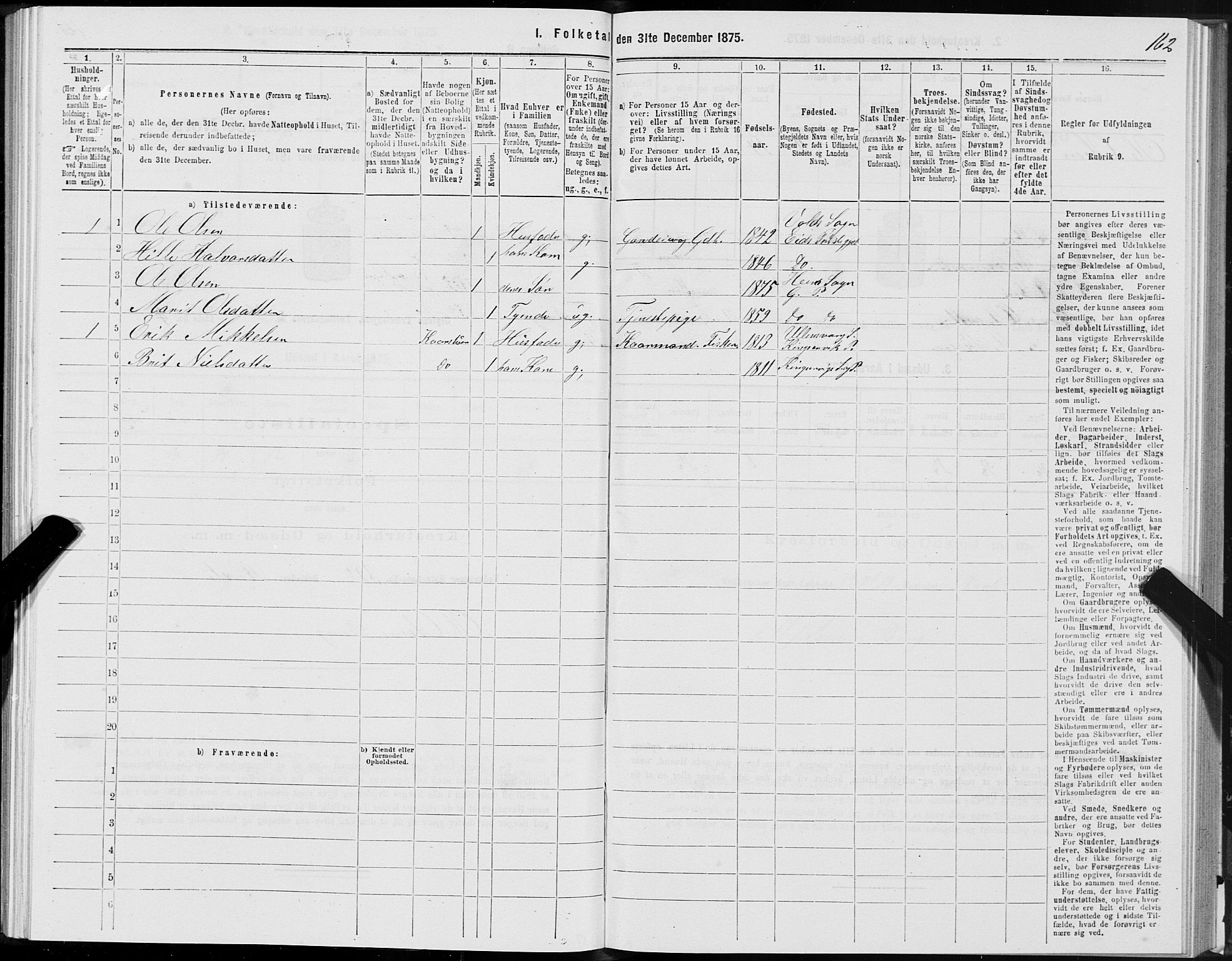 SAT, 1875 census for 1539P Grytten, 1875, p. 3162