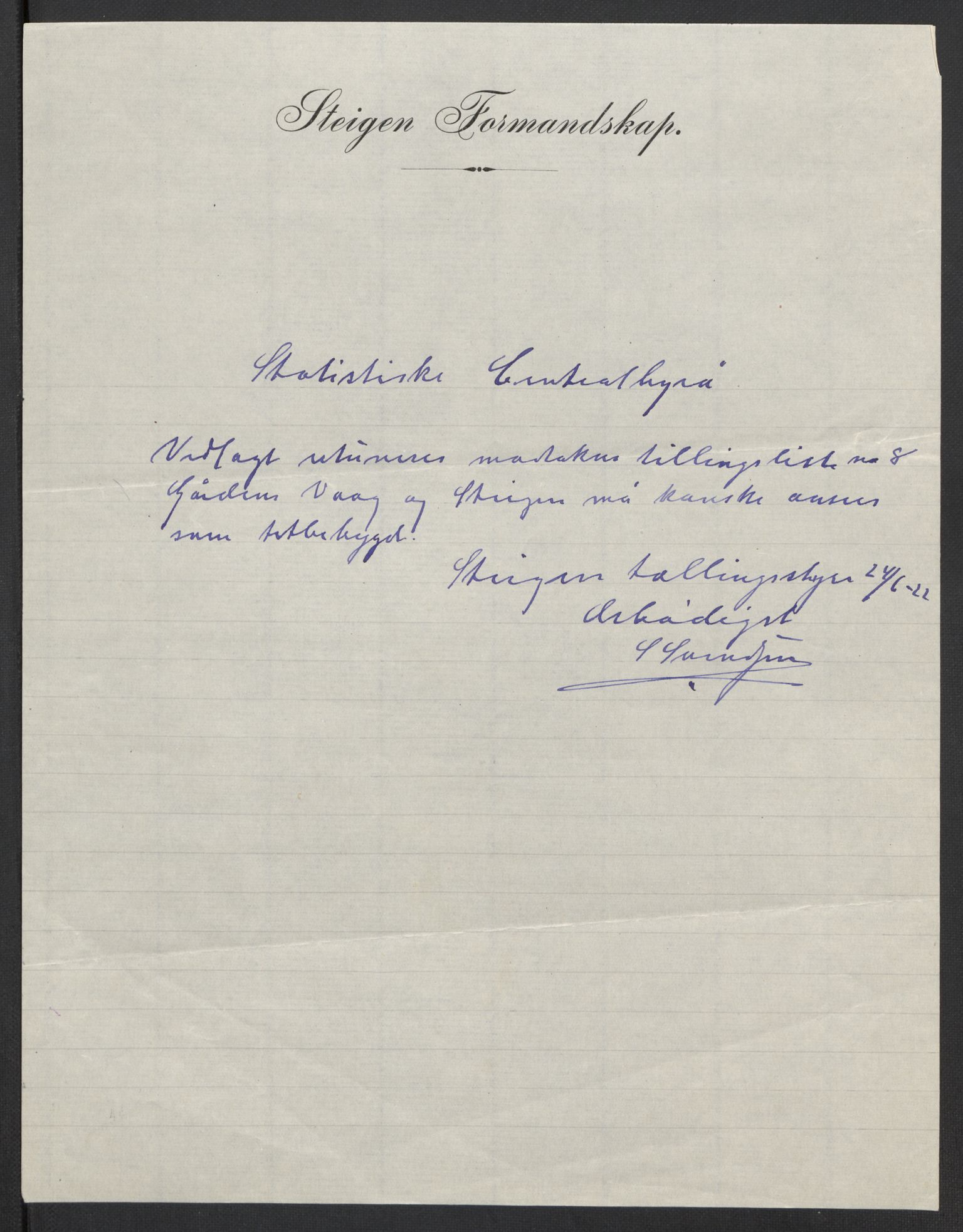 SAT, 1920 census for Steigen, 1920, p. 3