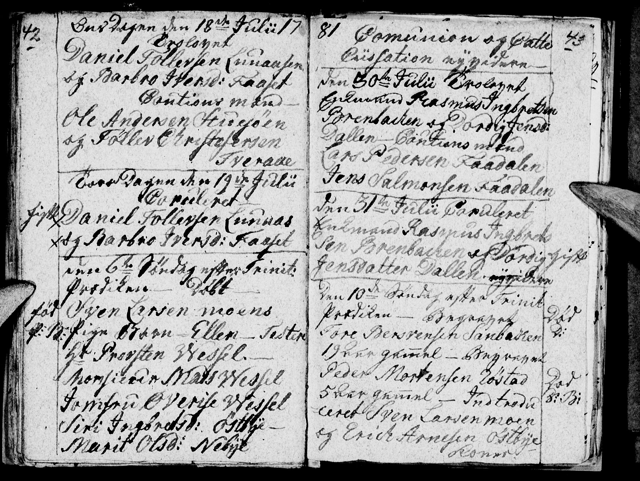 Tynset prestekontor, SAH/PREST-058/H/Ha/Haa/L0012: Parish register (official) no. 12, 1780-1784, p. 42-43
