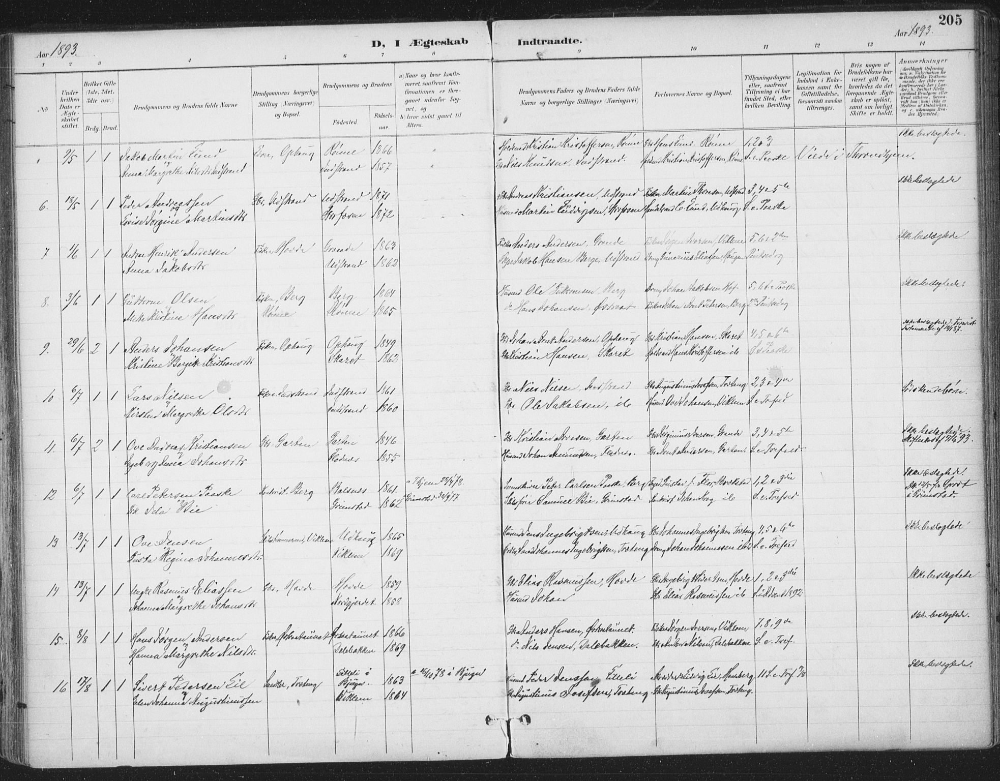 Ministerialprotokoller, klokkerbøker og fødselsregistre - Sør-Trøndelag, AV/SAT-A-1456/659/L0743: Parish register (official) no. 659A13, 1893-1910, p. 205