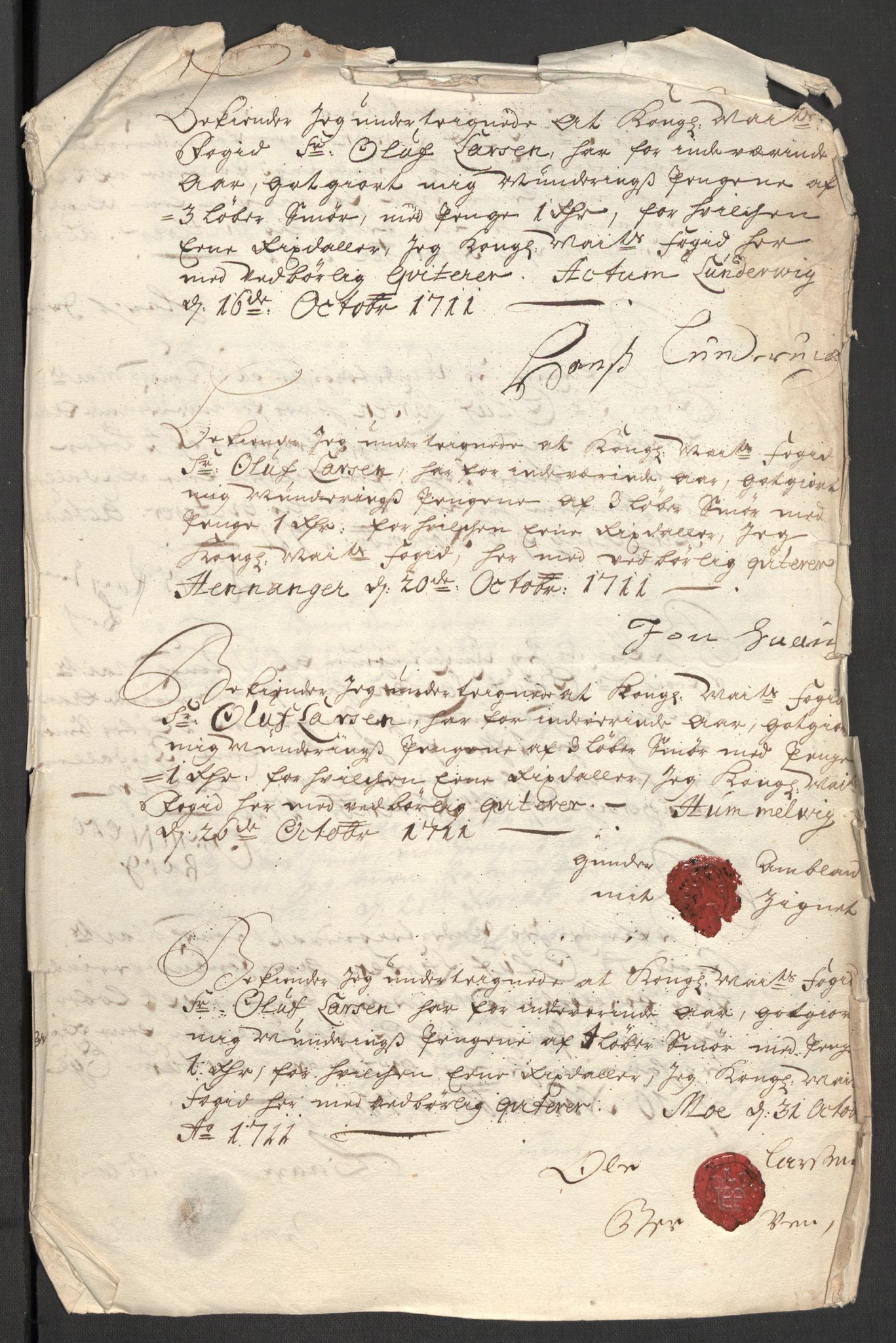 Rentekammeret inntil 1814, Reviderte regnskaper, Fogderegnskap, AV/RA-EA-4092/R48/L2987: Fogderegnskap Sunnhordland og Hardanger, 1711, p. 339