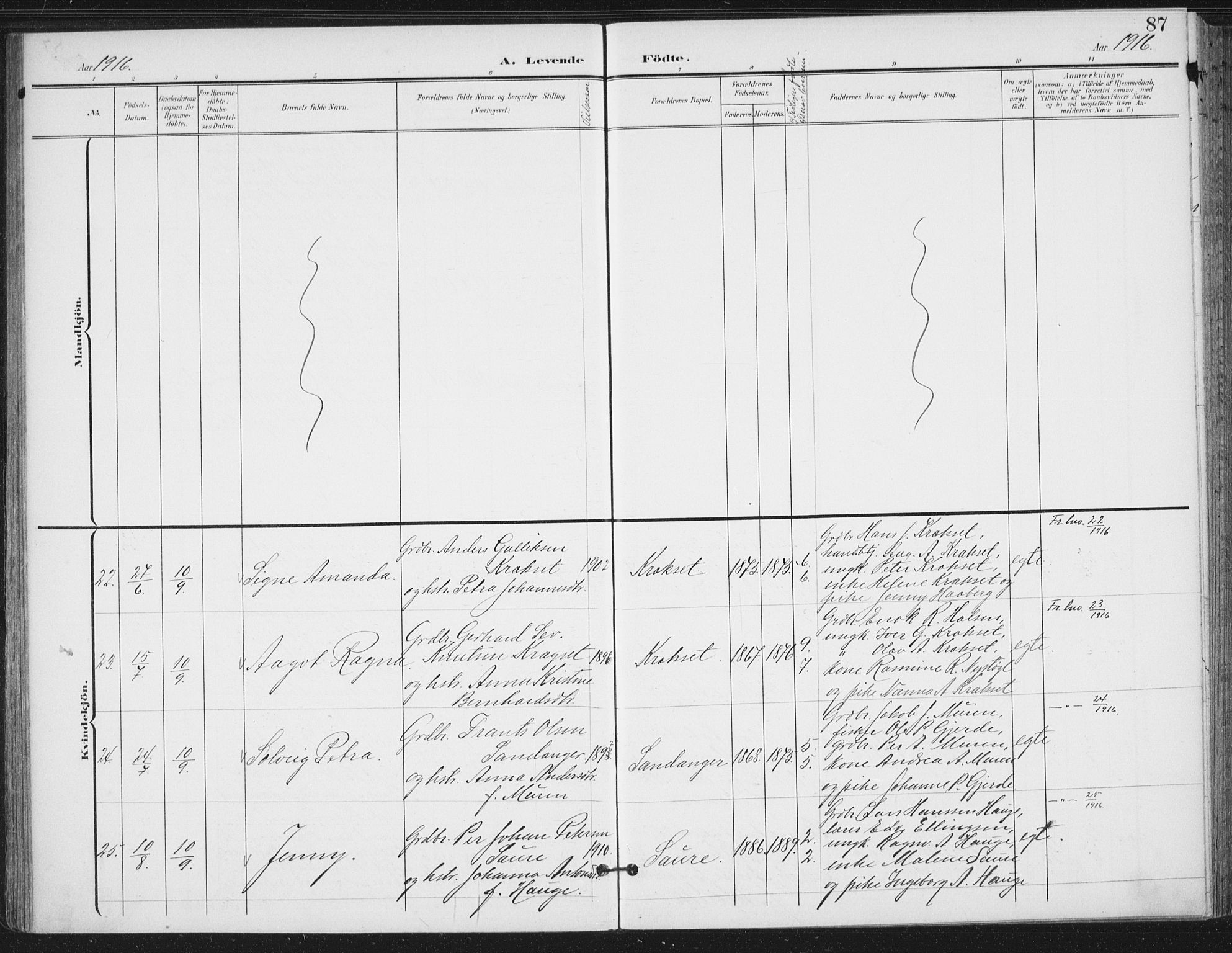 Ministerialprotokoller, klokkerbøker og fødselsregistre - Møre og Romsdal, AV/SAT-A-1454/503/L0038: Parish register (official) no. 503A06, 1901-1917, p. 87