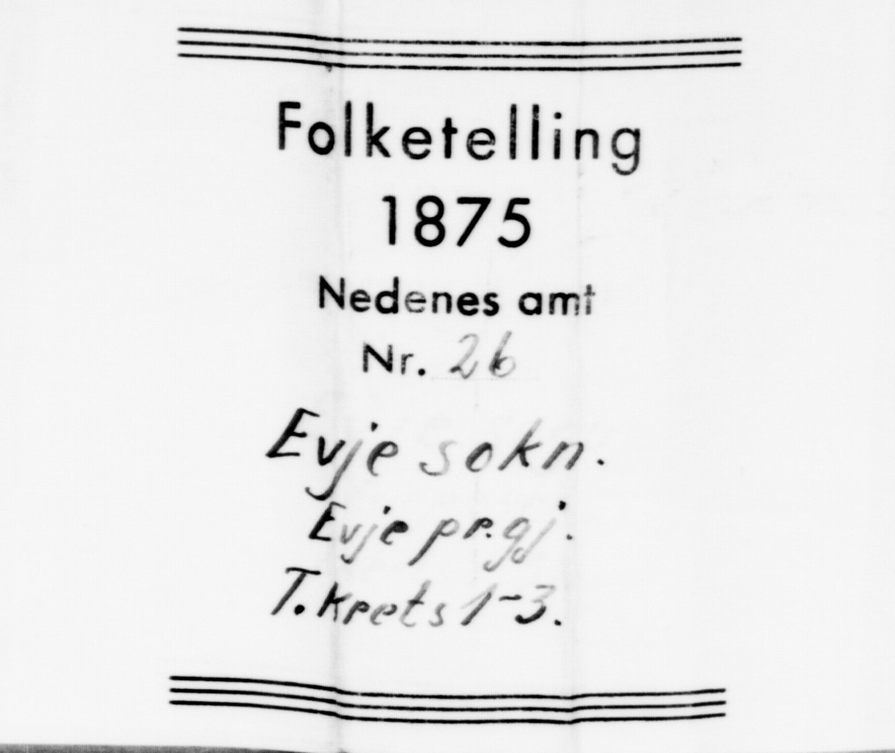 SAK, 1875 census for 0934P Evje, 1875, p. 20