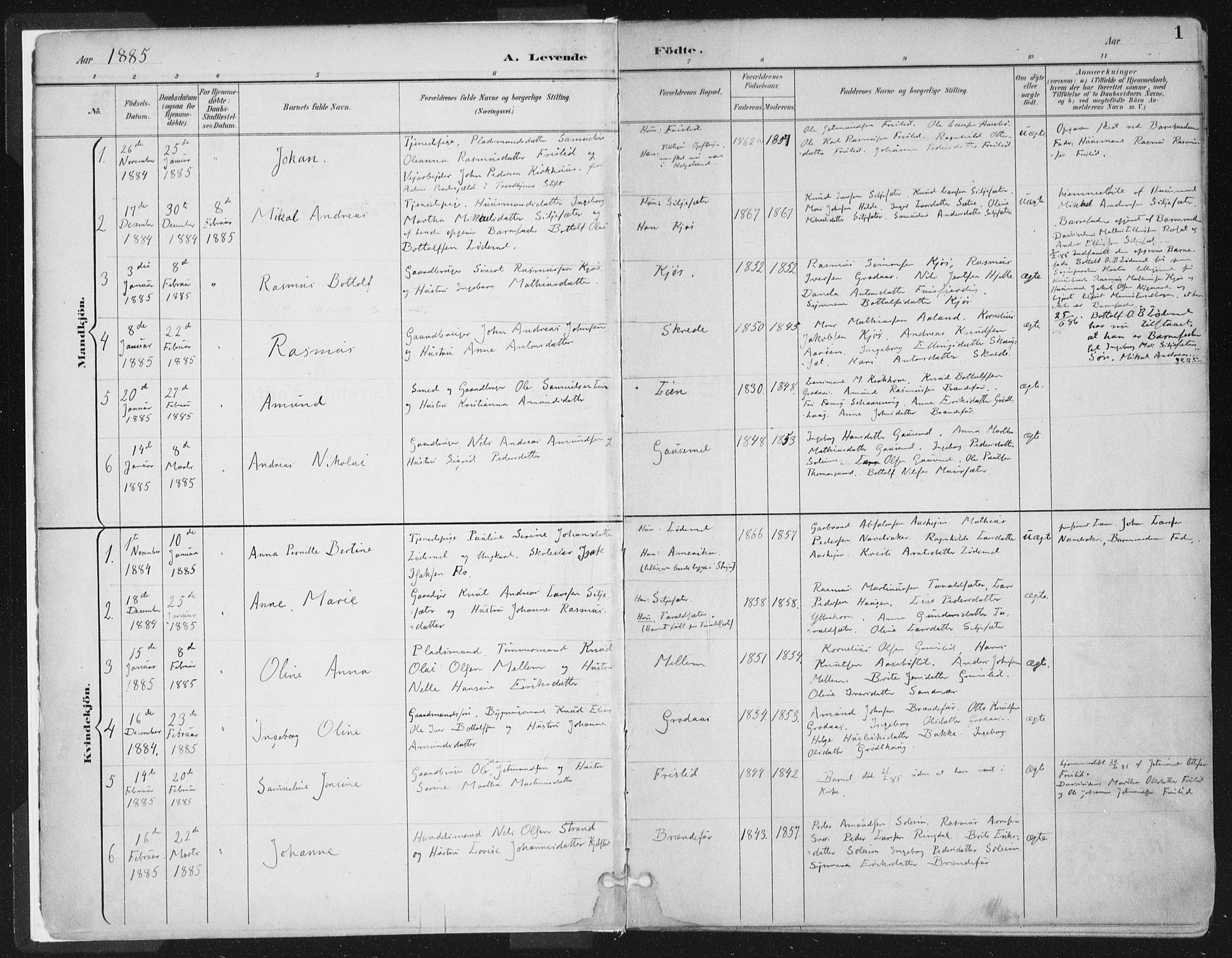 Hornindal sokneprestembete, AV/SAB-A-82401/H/Haa/Haaa/L0003/0001: Parish register (official) no. A 3A, 1887-1917, p. 1