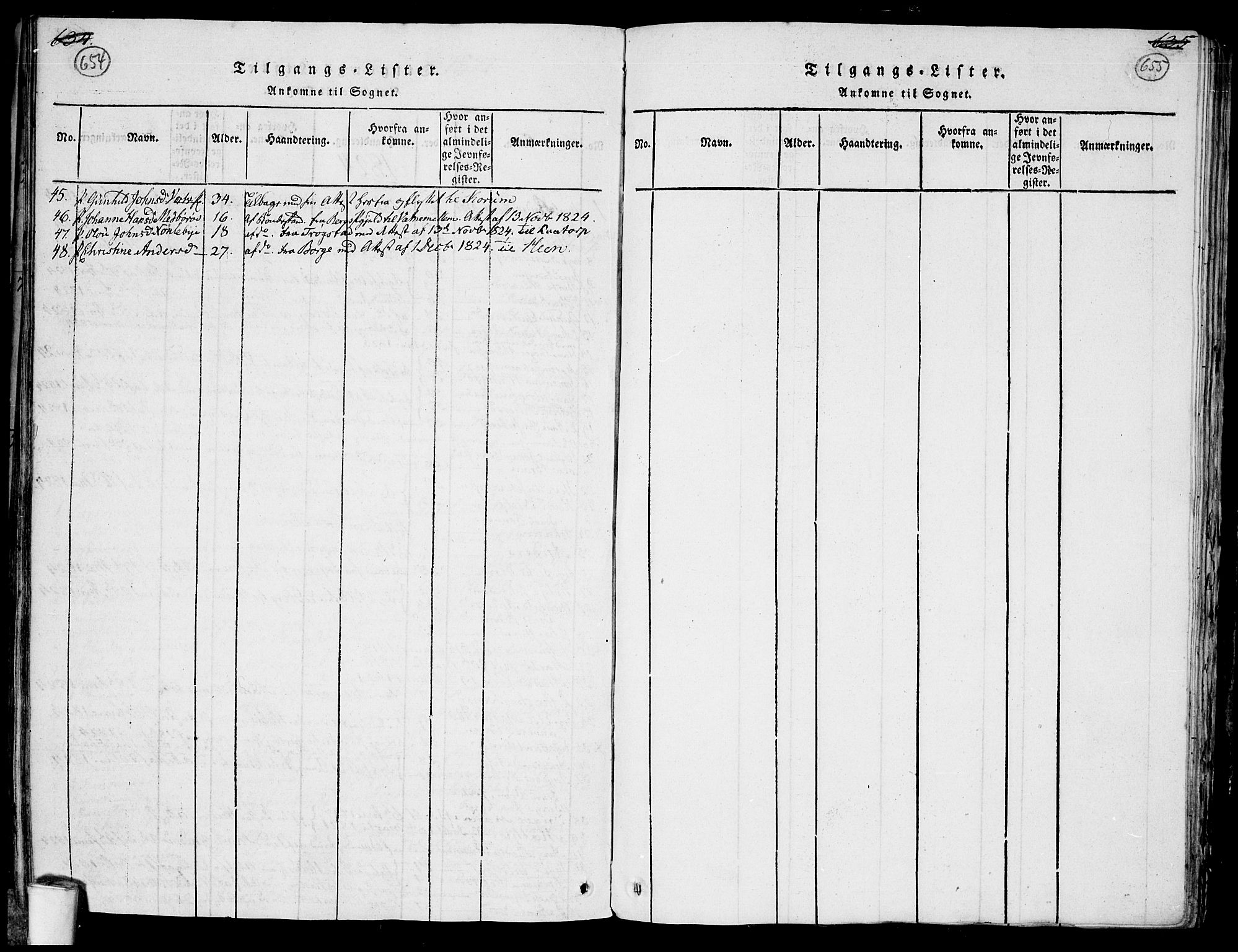 Rakkestad prestekontor Kirkebøker, SAO/A-2008/F/Fa/L0006: Parish register (official) no. I 6, 1814-1824, p. 654-655