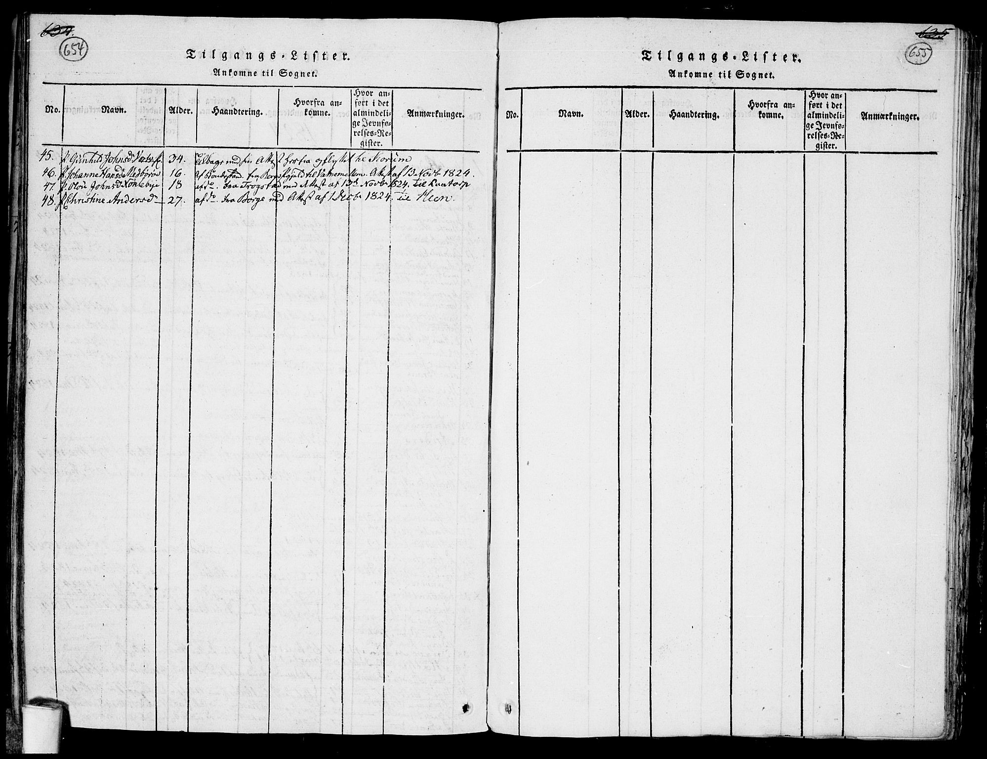 Rakkestad prestekontor Kirkebøker, AV/SAO-A-2008/F/Fa/L0006: Parish register (official) no. I 6, 1814-1824, p. 654-655