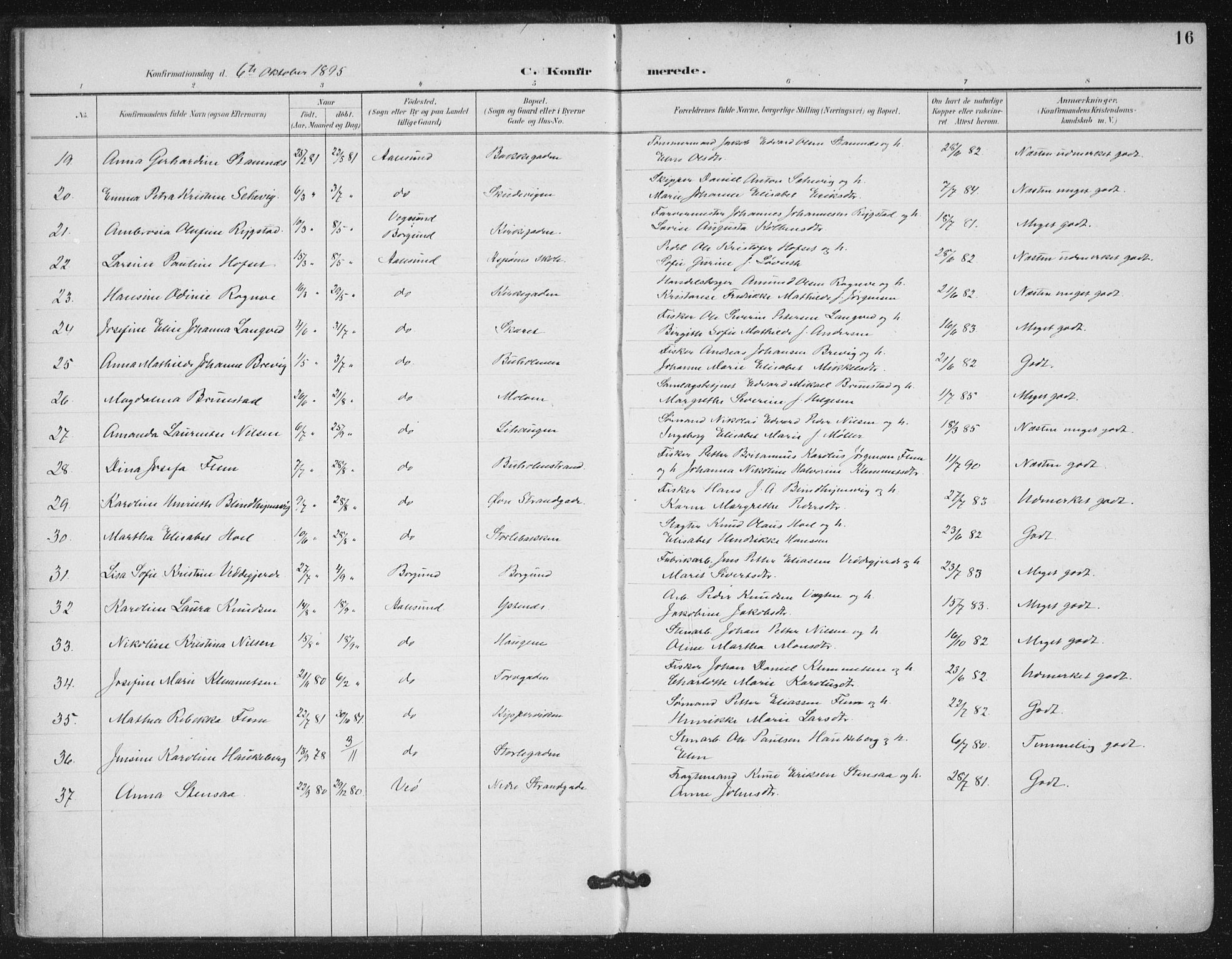 Ministerialprotokoller, klokkerbøker og fødselsregistre - Møre og Romsdal, AV/SAT-A-1454/529/L0457: Parish register (official) no. 529A07, 1894-1903, p. 16