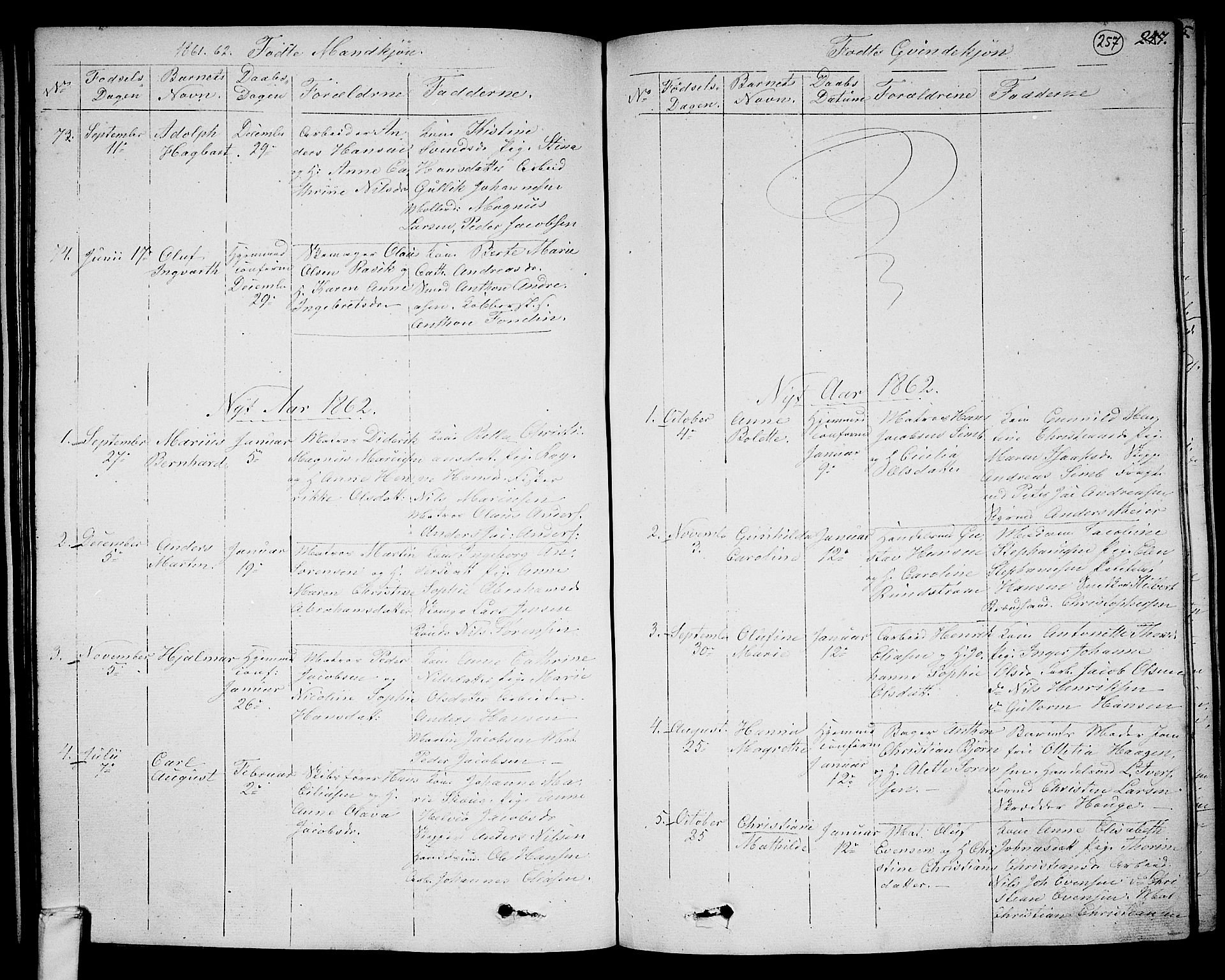 Larvik kirkebøker, SAKO/A-352/G/Ga/L0003a: Parish register (copy) no. I 3A, 1830-1870, p. 257
