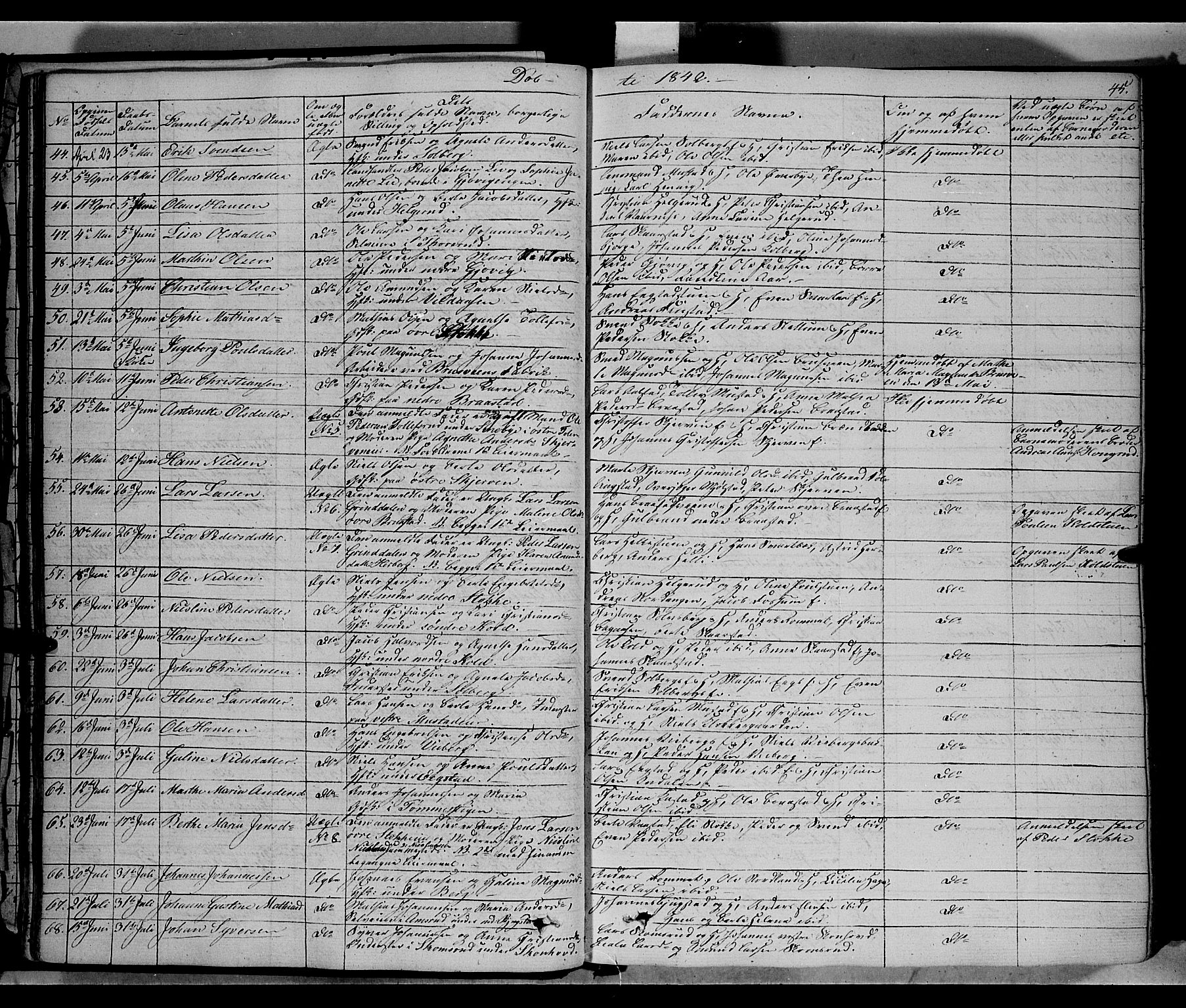 Vardal prestekontor, AV/SAH-PREST-100/H/Ha/Haa/L0005: Parish register (official) no. 5, 1831-1853, p. 45