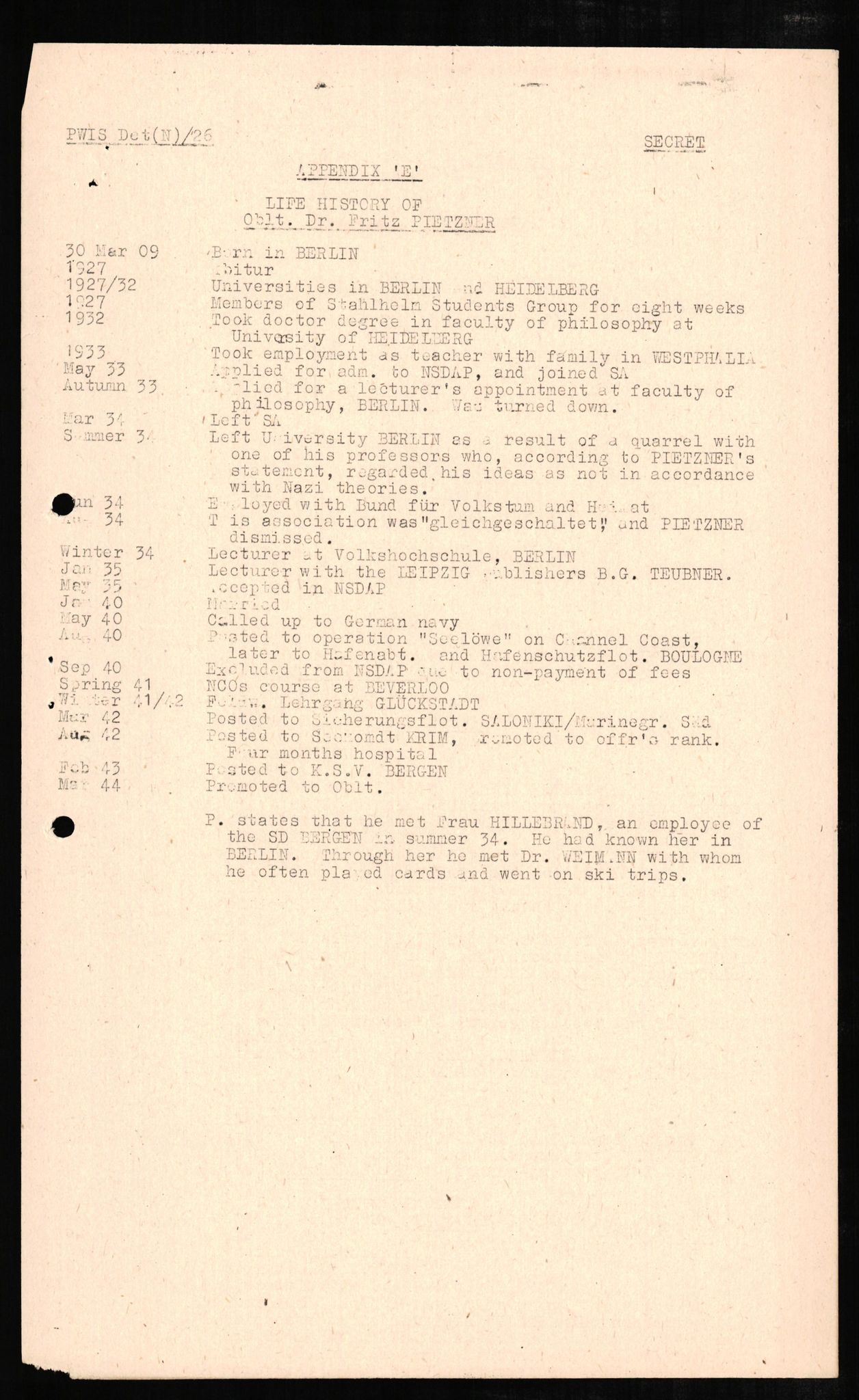 Forsvaret, Forsvarets overkommando II, RA/RAFA-3915/D/Db/L0006: CI Questionaires. Tyske okkupasjonsstyrker i Norge. Tyskere., 1945-1946, p. 56