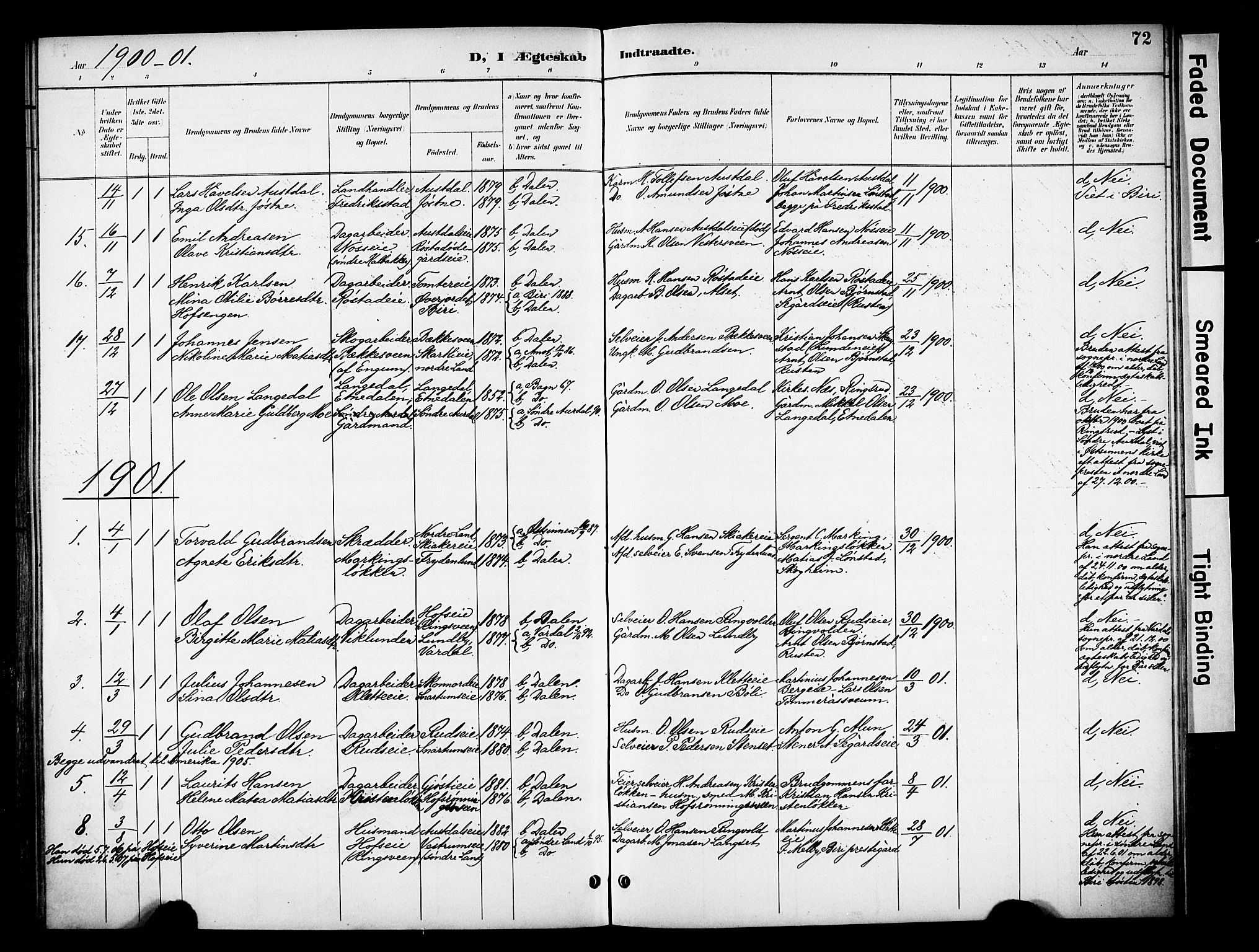 Biri prestekontor, SAH/PREST-096/H/Ha/Haa/L0008: Parish register (official) no. 8, 1894-1901, p. 72