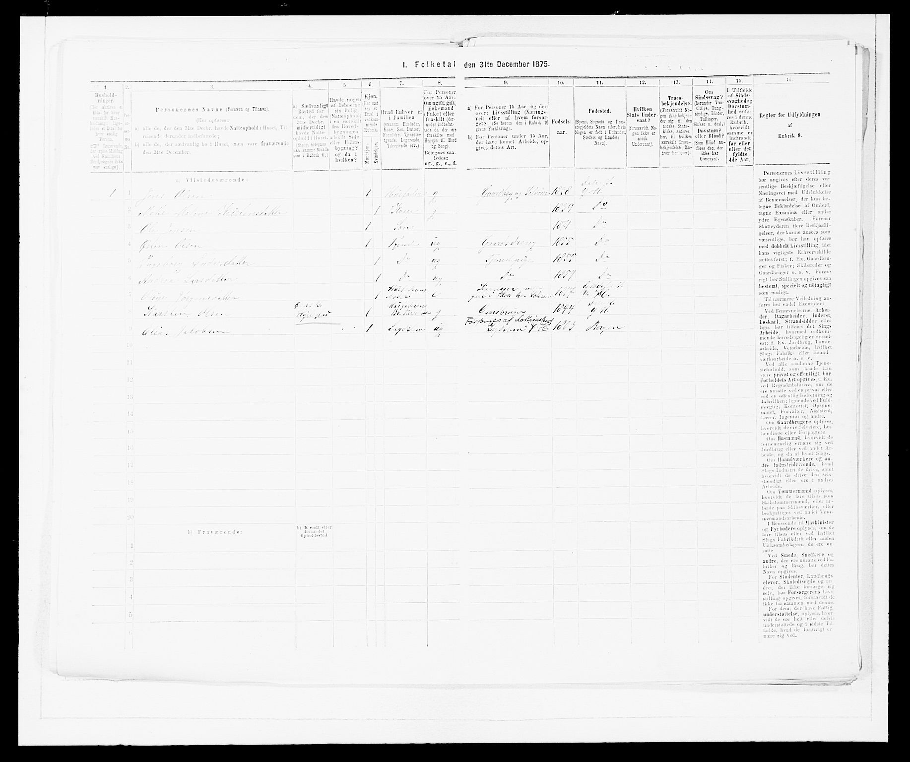 SAB, 1875 census for 1429P Ytre Holmedal, 1875, p. 1036