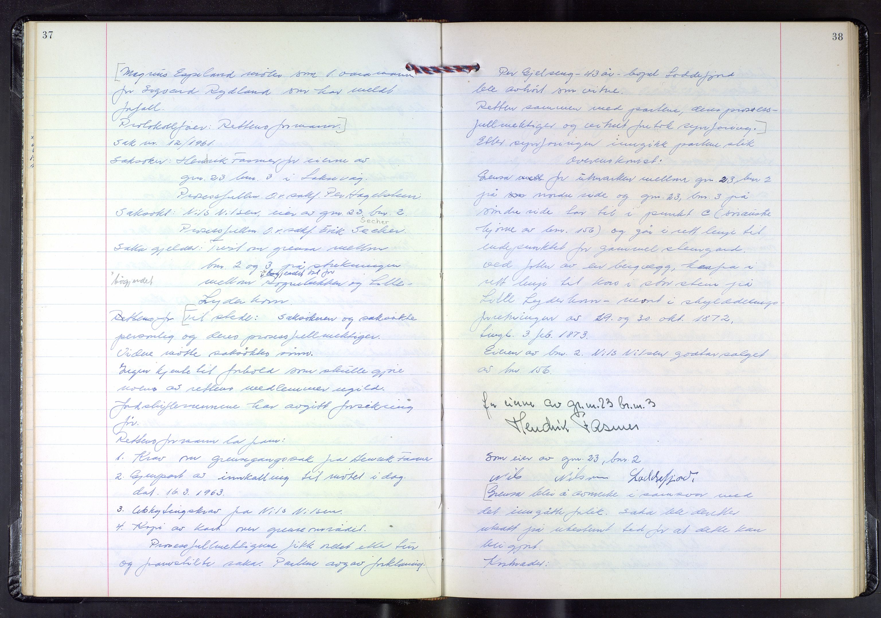 Hordaland jordskiftedøme - III Midhordland jordskiftedistrikt, AV/SAB-A-7001/A/Aa/L0035: Forhandlingsprotokoll, 1962-1969, p. 37-38