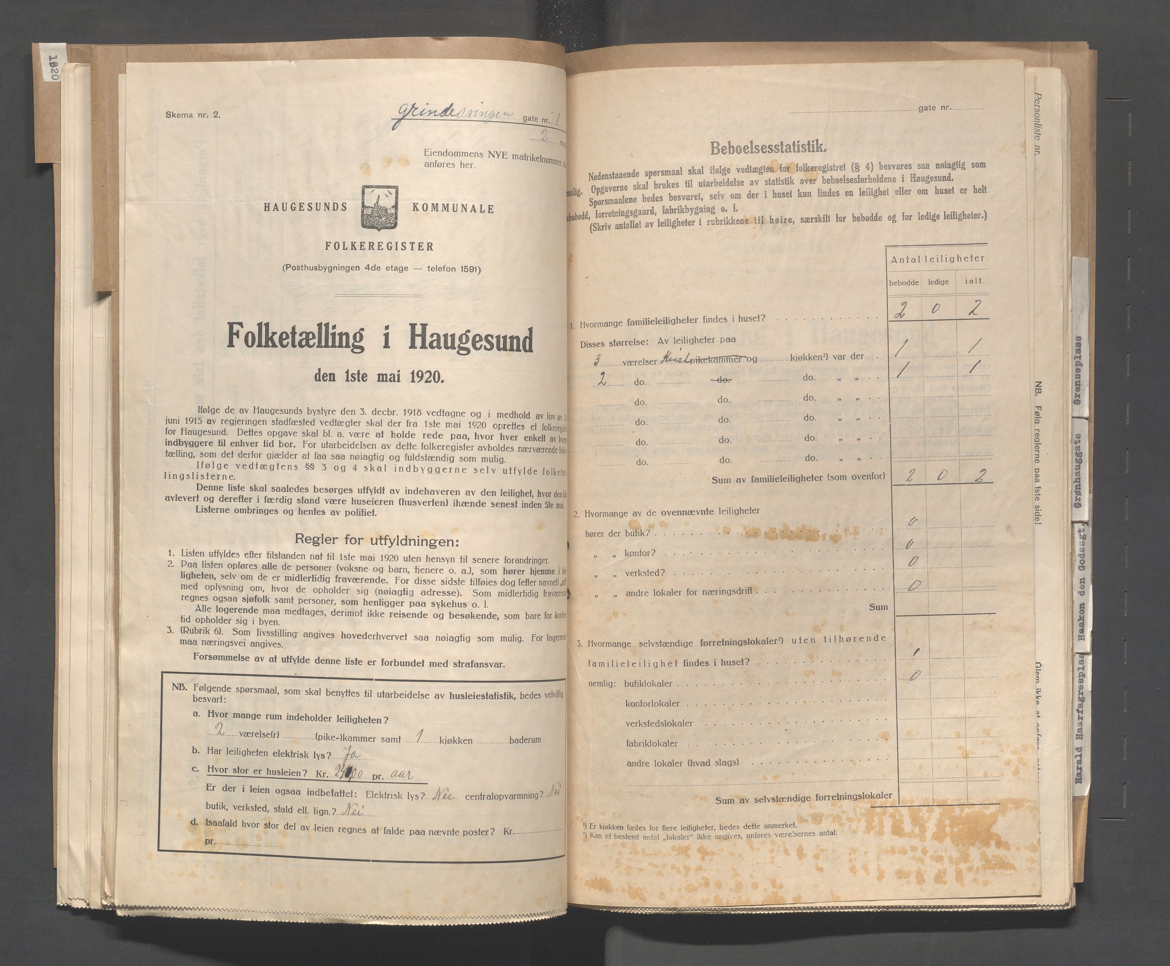 IKAR, Local census 1.5.1920 for Haugesund, 1920, p. 1064