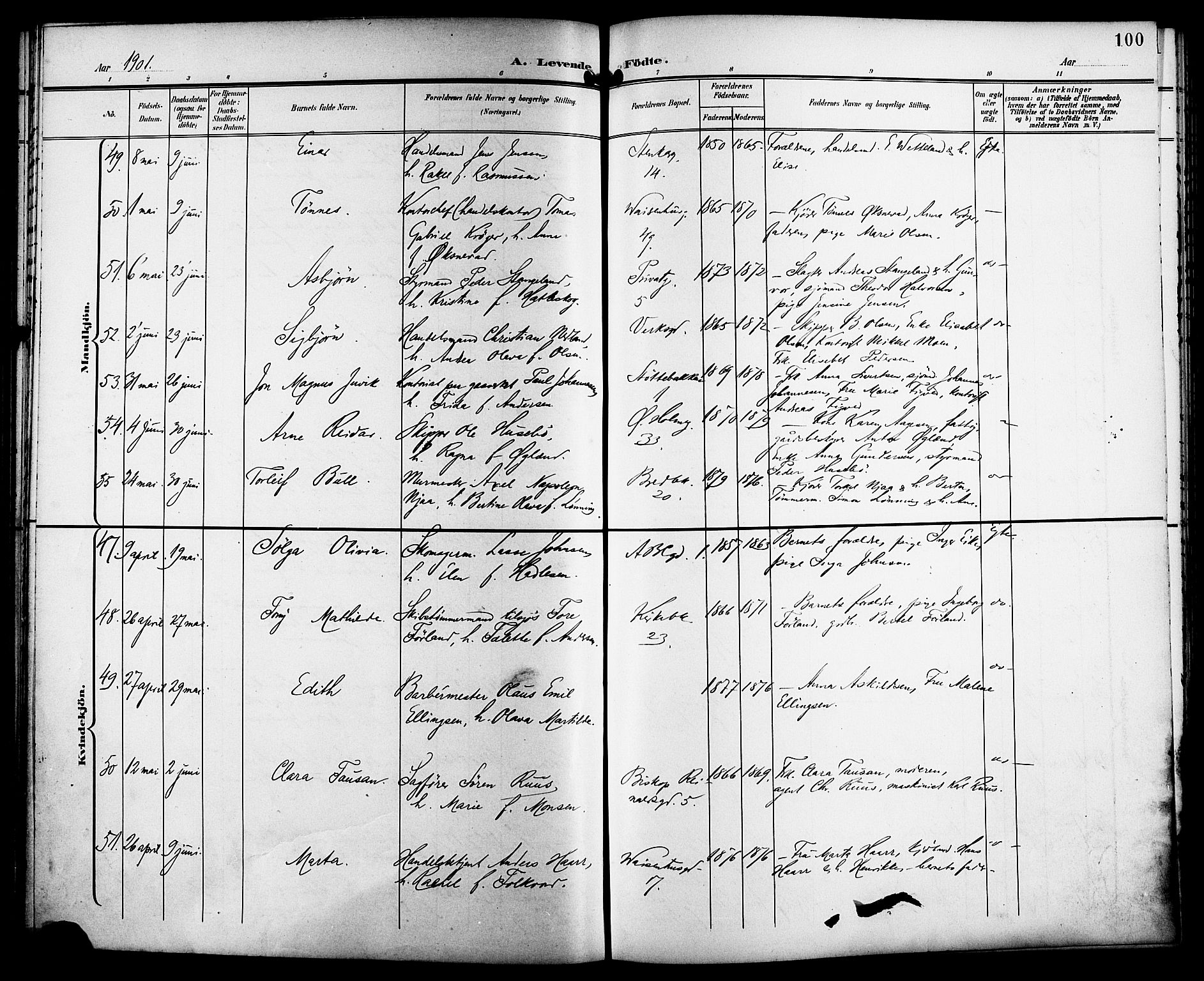 St. Petri sokneprestkontor, AV/SAST-A-101813/001/30/30BB/L0008: Parish register (copy) no. B 8, 1897-1905, p. 100