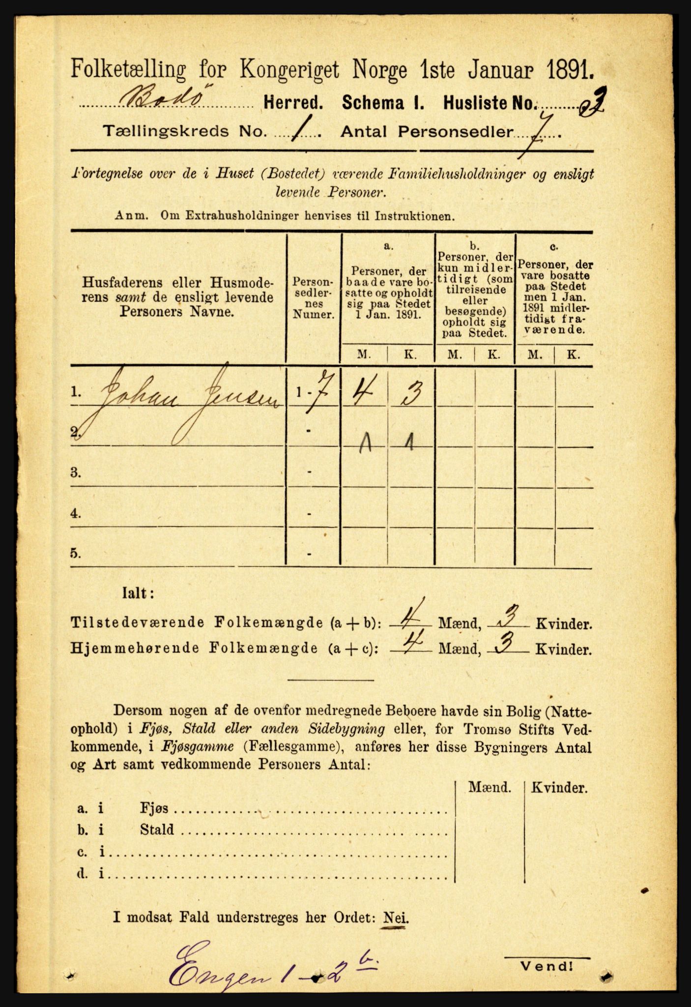 RA, 1891 census for 1843 Bodø, 1891, p. 29