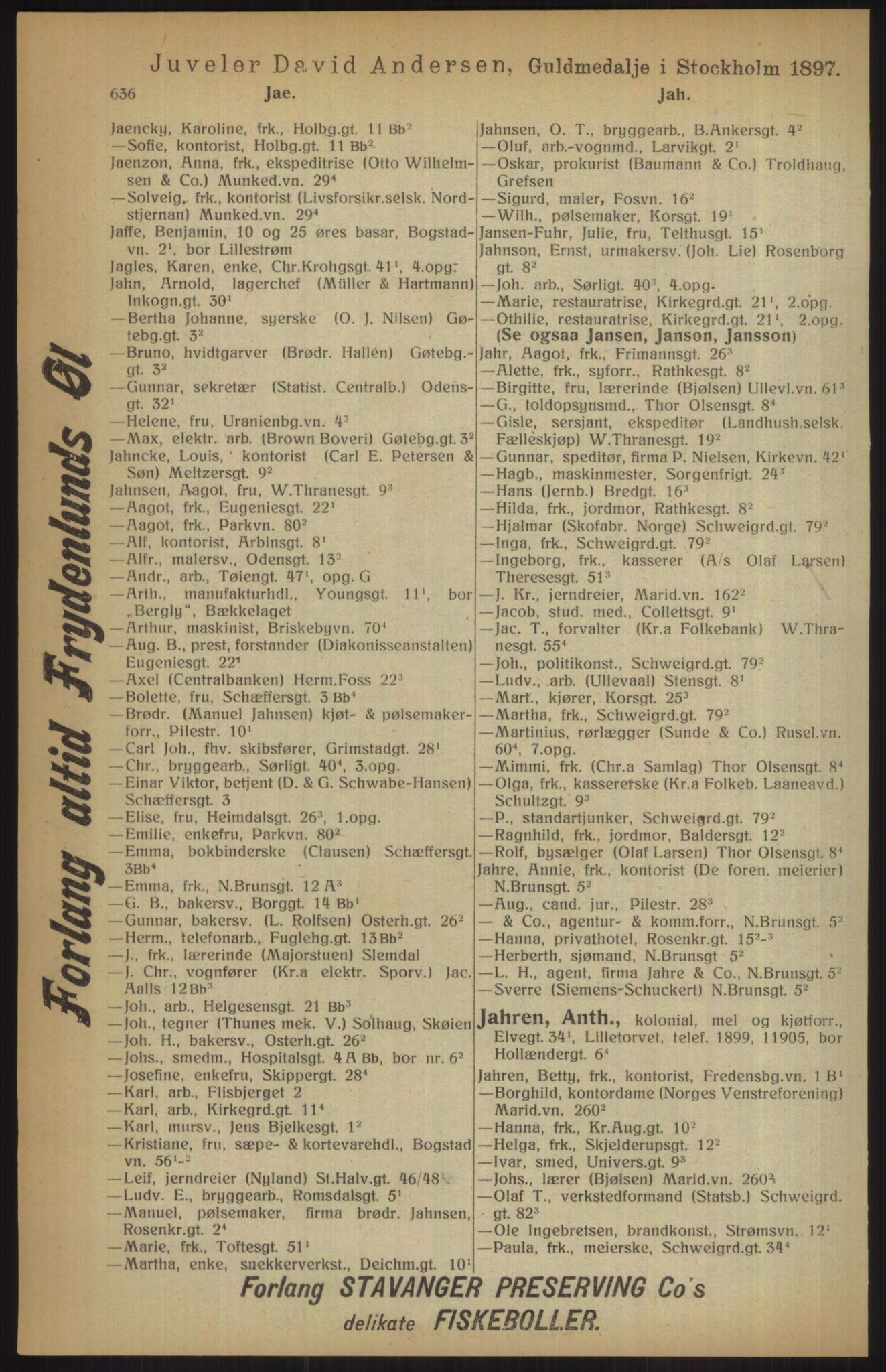 Kristiania/Oslo adressebok, PUBL/-, 1915, p. 636