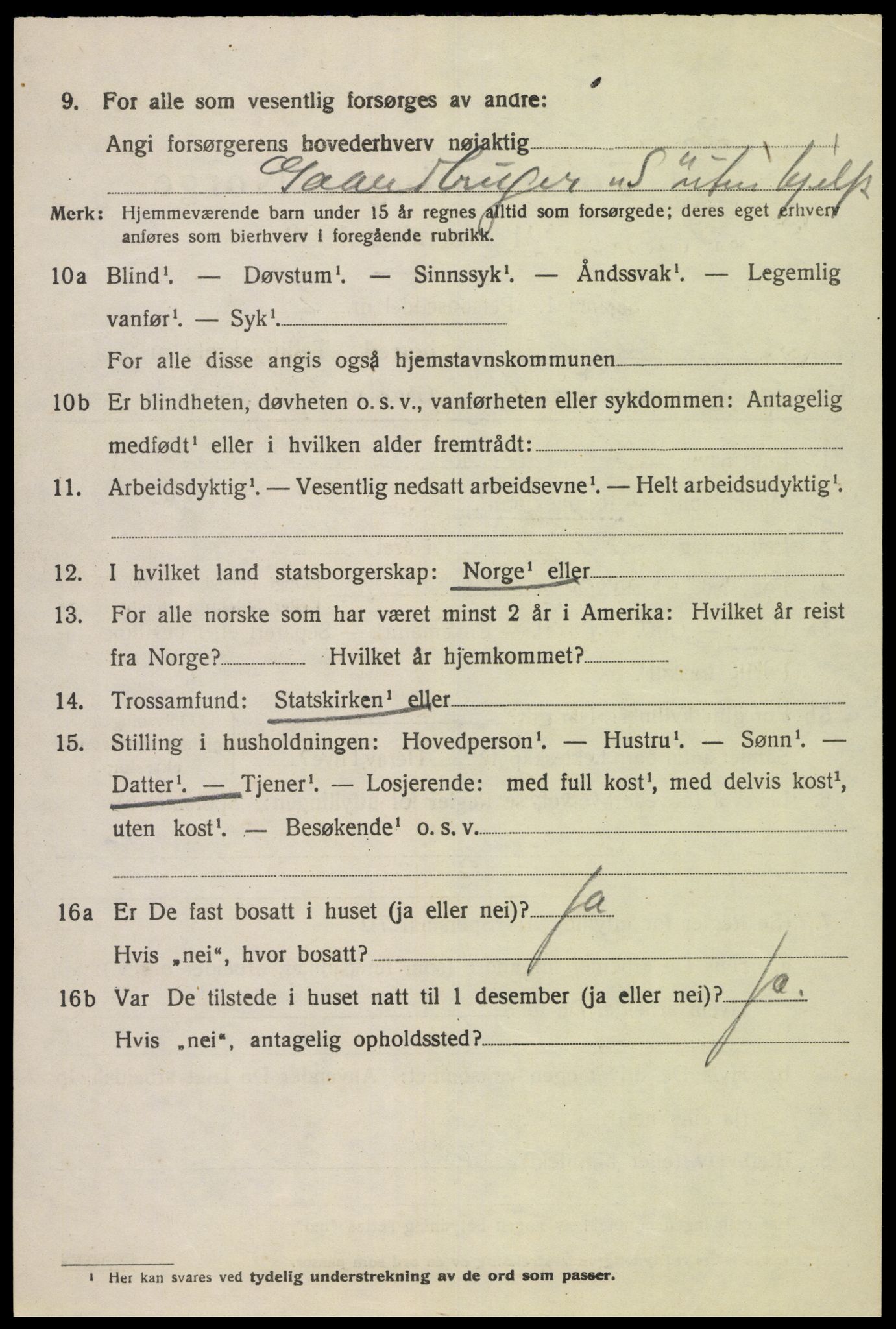 SAK, 1920 census for Fjotland, 1920, p. 1175