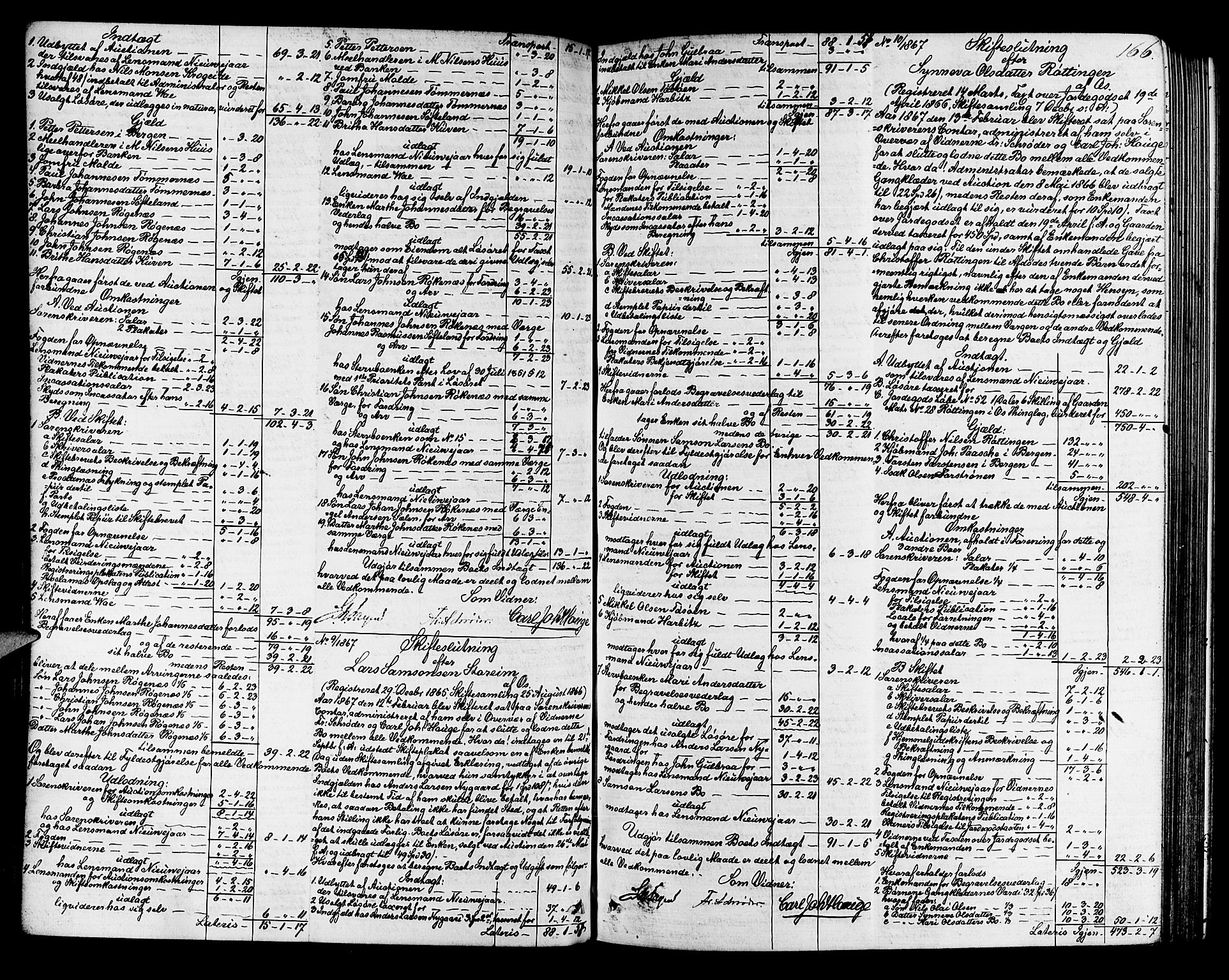 Midhordland sorenskriveri, AV/SAB-A-3001/1/H/Hd/L0004: Skifteutlodningsprotokoll, 1863-1878, p. 165b-166a