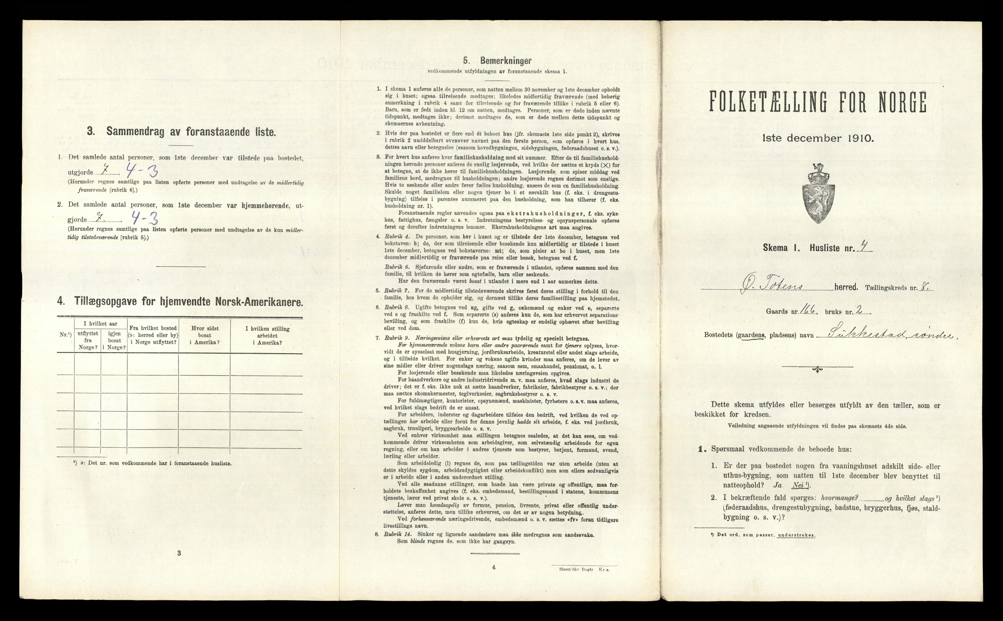 RA, 1910 census for Østre Toten, 1910, p. 2323