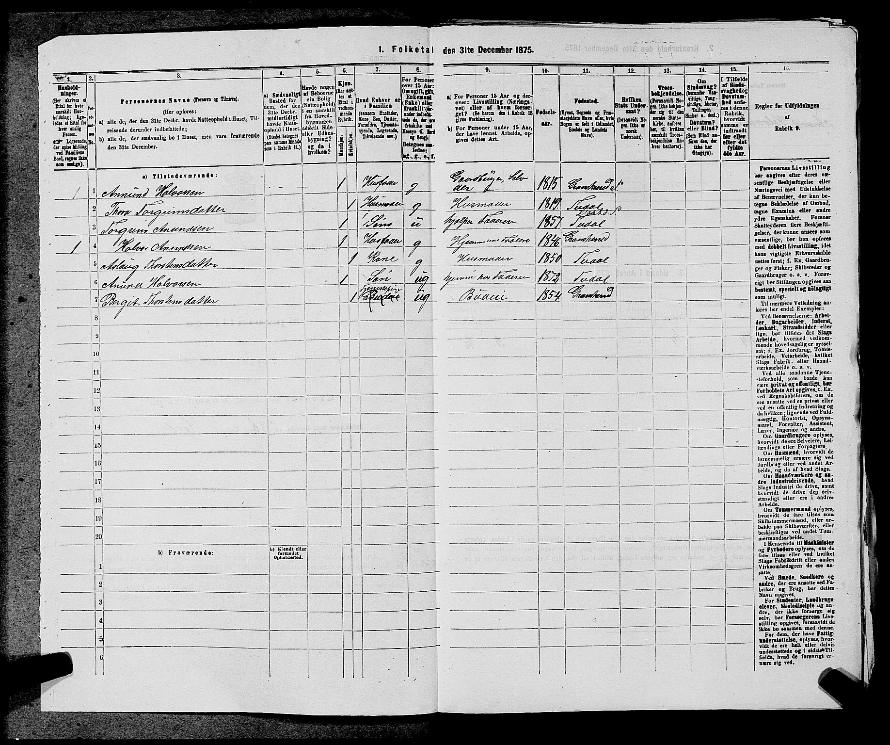 SAKO, 1875 census for 0827P Hjartdal, 1875, p. 957