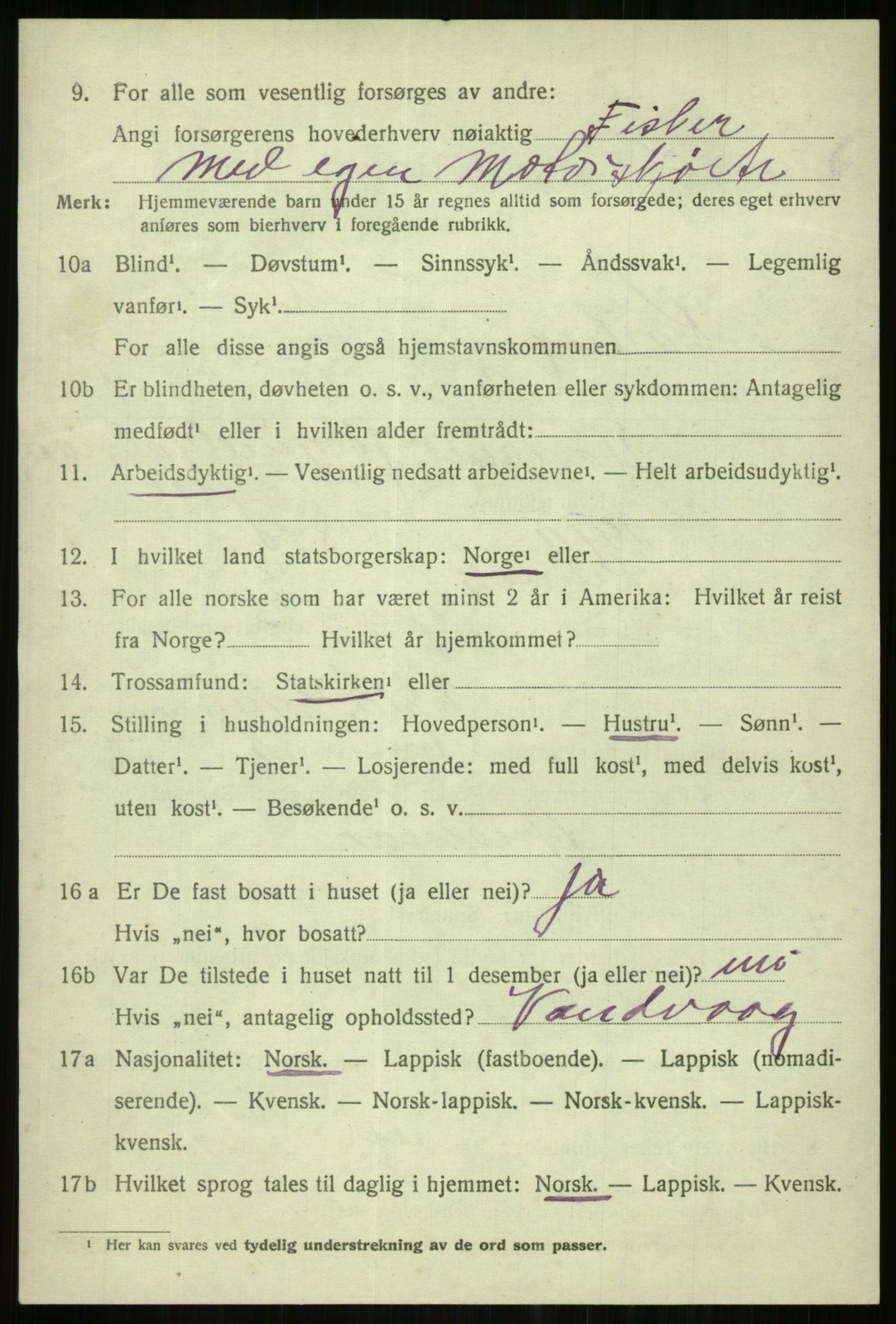SATØ, 1920 census for Karlsøy, 1920, p. 4469