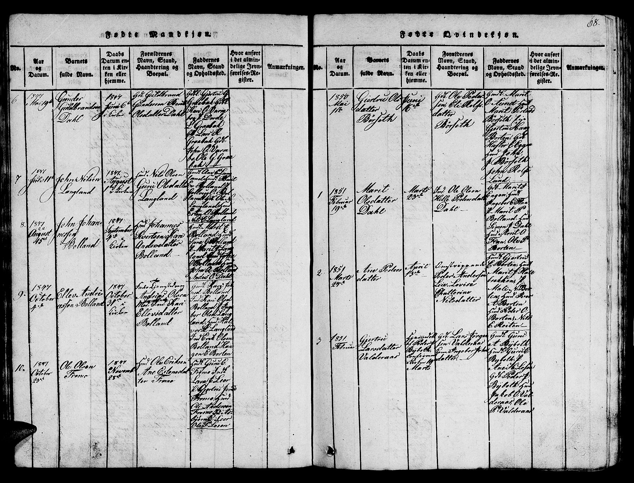 Ministerialprotokoller, klokkerbøker og fødselsregistre - Sør-Trøndelag, AV/SAT-A-1456/693/L1121: Parish register (copy) no. 693C02, 1816-1869, p. 68