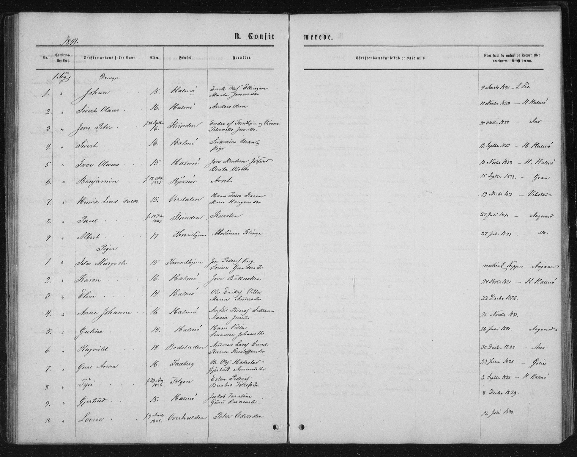 Ministerialprotokoller, klokkerbøker og fødselsregistre - Nord-Trøndelag, AV/SAT-A-1458/771/L0595: Parish register (official) no. 771A02, 1840-1869