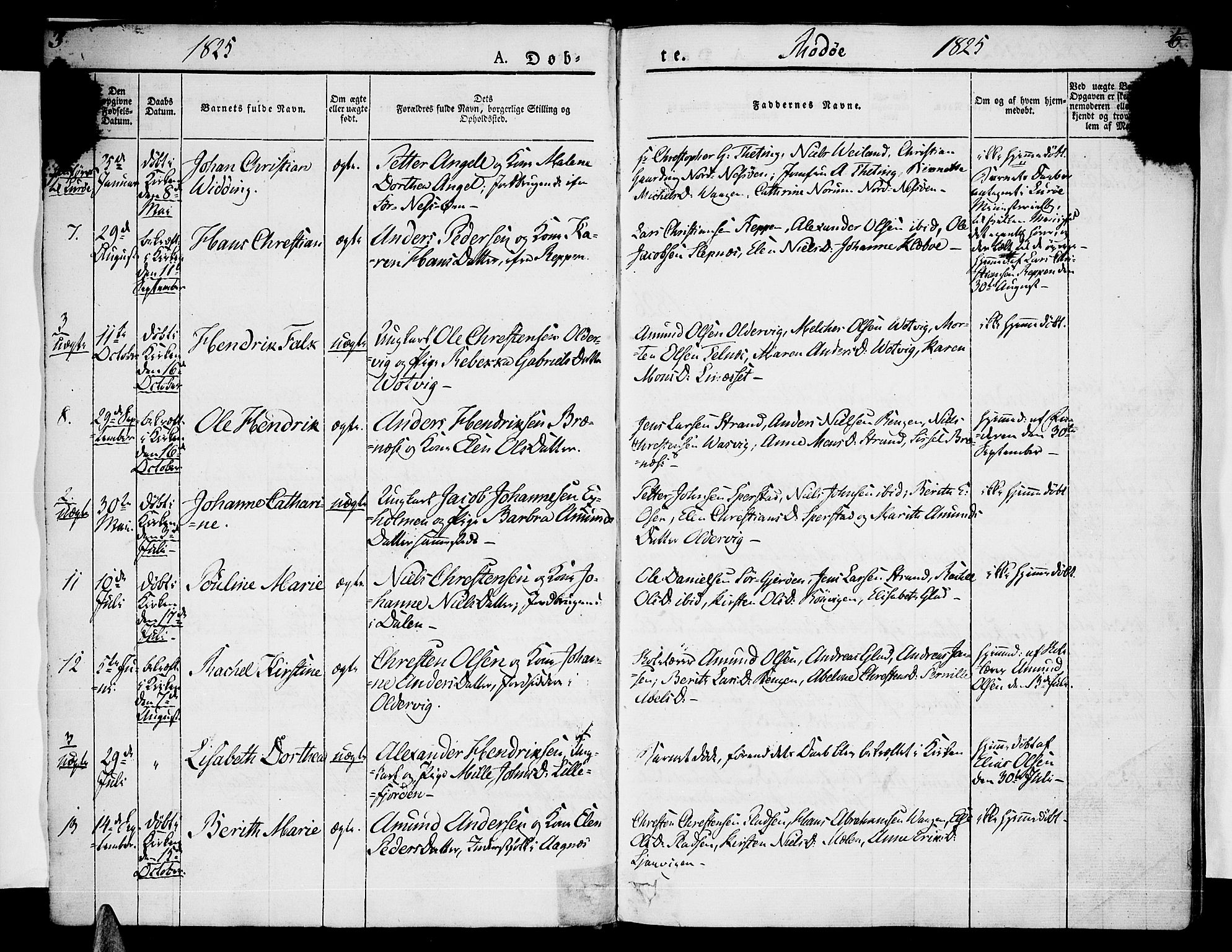 Ministerialprotokoller, klokkerbøker og fødselsregistre - Nordland, AV/SAT-A-1459/841/L0598: Parish register (official) no. 841A06 /1, 1825-1844, p. 3