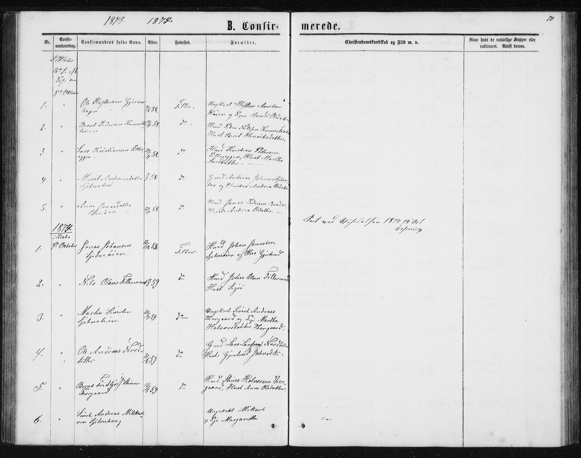 Ministerialprotokoller, klokkerbøker og fødselsregistre - Sør-Trøndelag, SAT/A-1456/621/L0459: Parish register (copy) no. 621C02, 1866-1895, p. 70