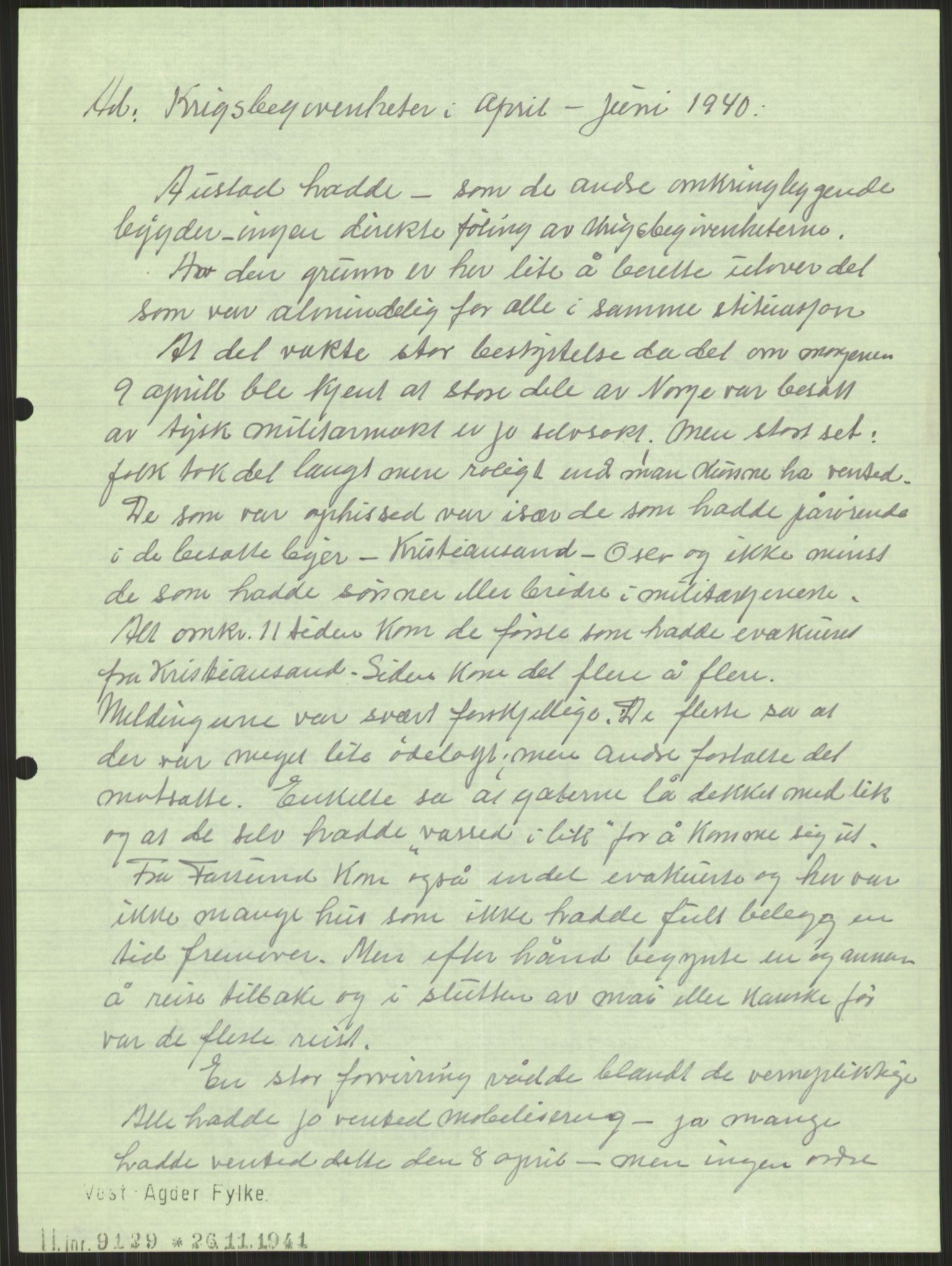 Forsvaret, Forsvarets krigshistoriske avdeling, AV/RA-RAFA-2017/Y/Ya/L0014: II-C-11-31 - Fylkesmenn.  Rapporter om krigsbegivenhetene 1940., 1940, p. 810