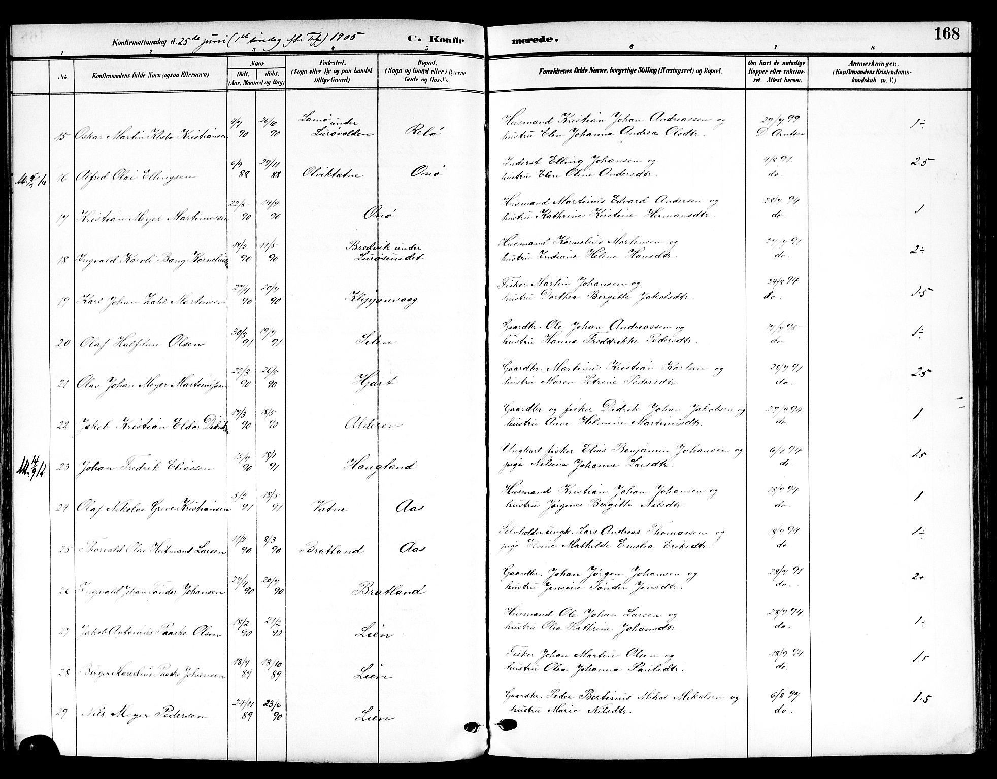 Ministerialprotokoller, klokkerbøker og fødselsregistre - Nordland, AV/SAT-A-1459/839/L0569: Parish register (official) no. 839A06, 1903-1922, p. 168