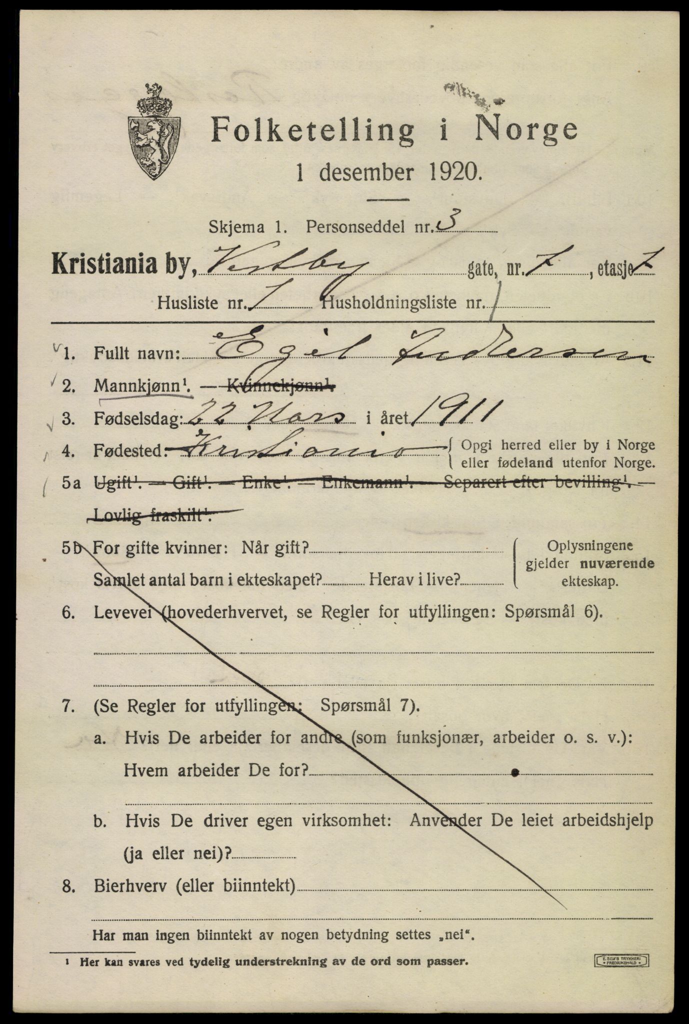 SAO, 1920 census for Kristiania, 1920, p. 631017