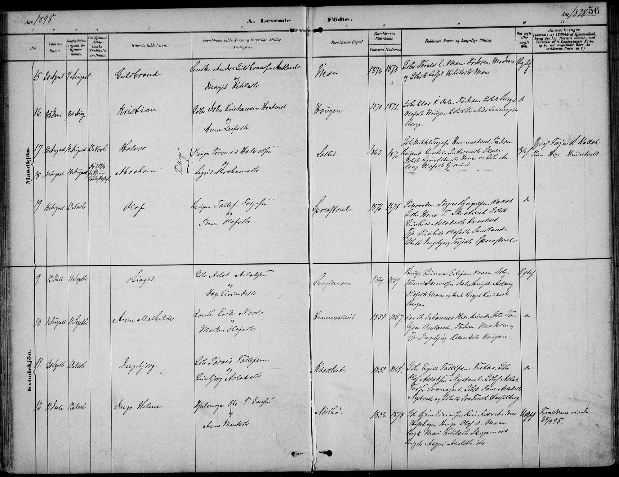 Kviteseid kirkebøker, AV/SAKO-A-276/F/Fb/L0002: Parish register (official) no. II 2, 1882-1916, p. 56