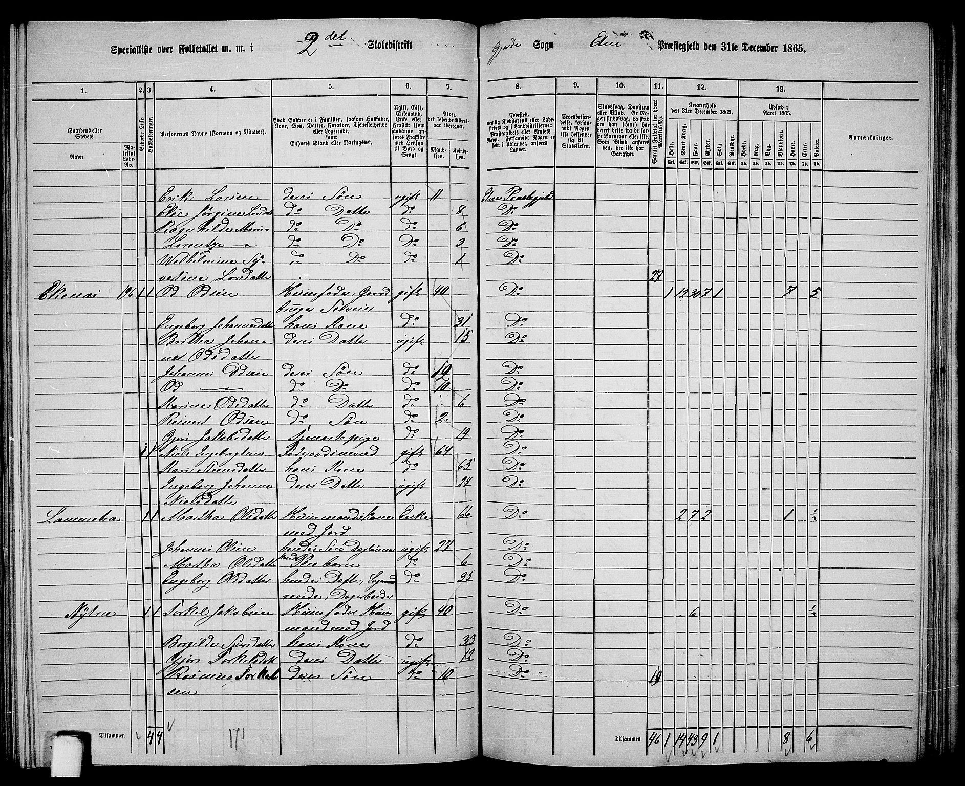 RA, 1865 census for Etne, 1865, p. 142