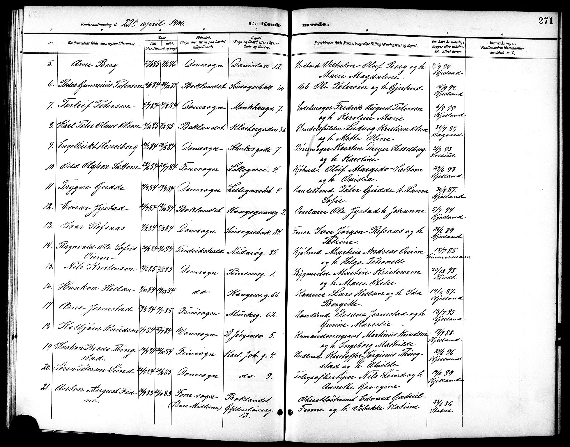 Ministerialprotokoller, klokkerbøker og fødselsregistre - Sør-Trøndelag, SAT/A-1456/601/L0094: Parish register (copy) no. 601C12, 1898-1911, p. 271