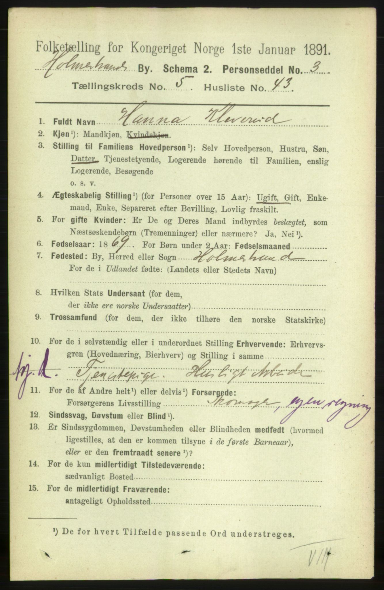 RA, 1891 census for 0702 Holmestrand, 1891, p. 2968