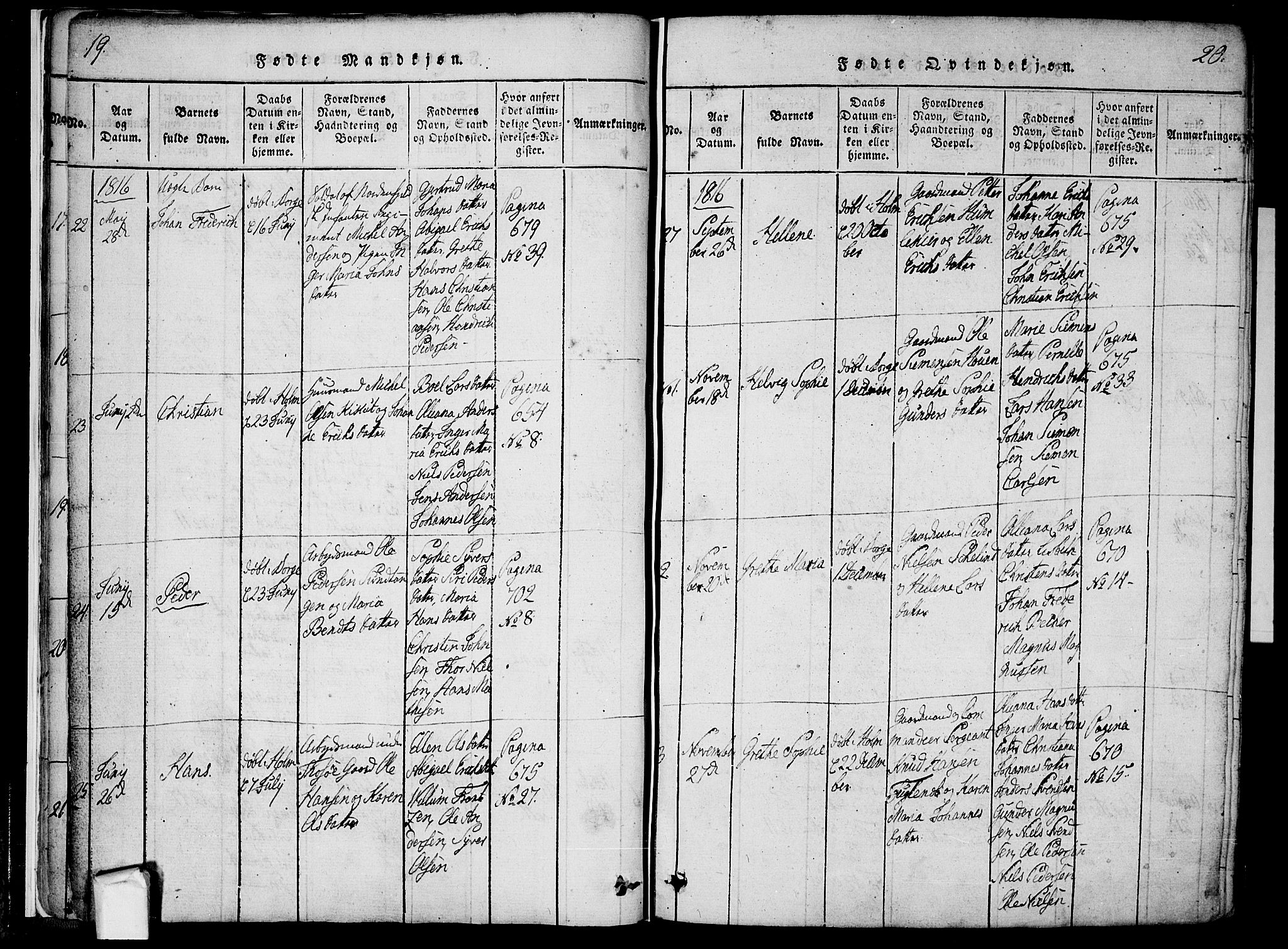 Borge prestekontor Kirkebøker, AV/SAO-A-10903/F/Fa/L0003: Parish register (official) no. I 3, 1815-1836, p. 19-20