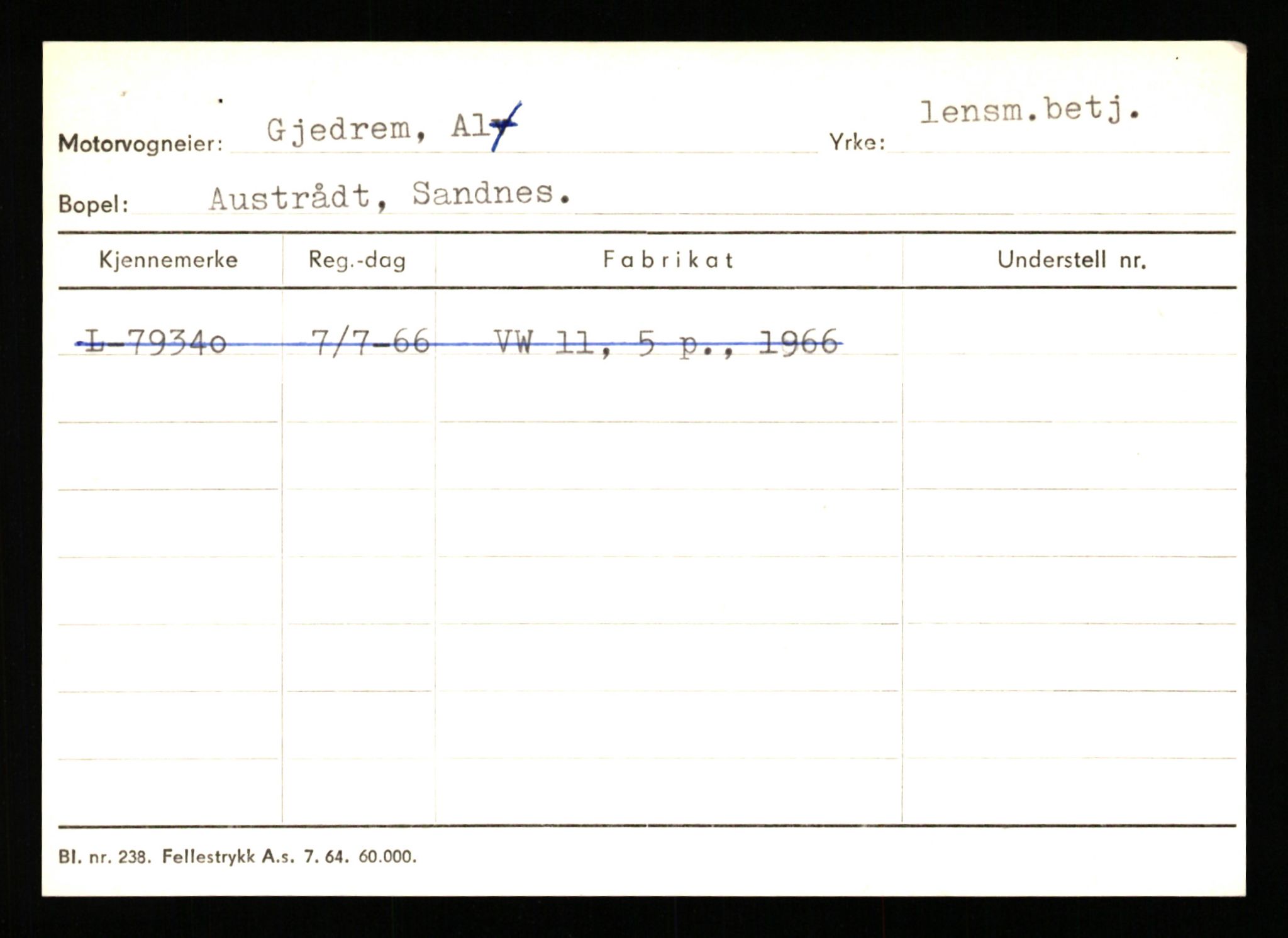 Stavanger trafikkstasjon, SAST/A-101942/0/H/L0010: Fuglestad - Gjestland, 1930-1971, p. 2300