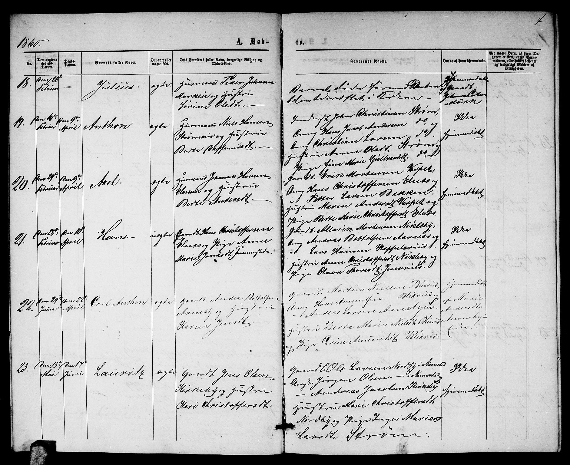 Nittedal prestekontor Kirkebøker, AV/SAO-A-10365a/G/Gb/L0001: Parish register (copy) no. II 1, 1859-1878, p. 4