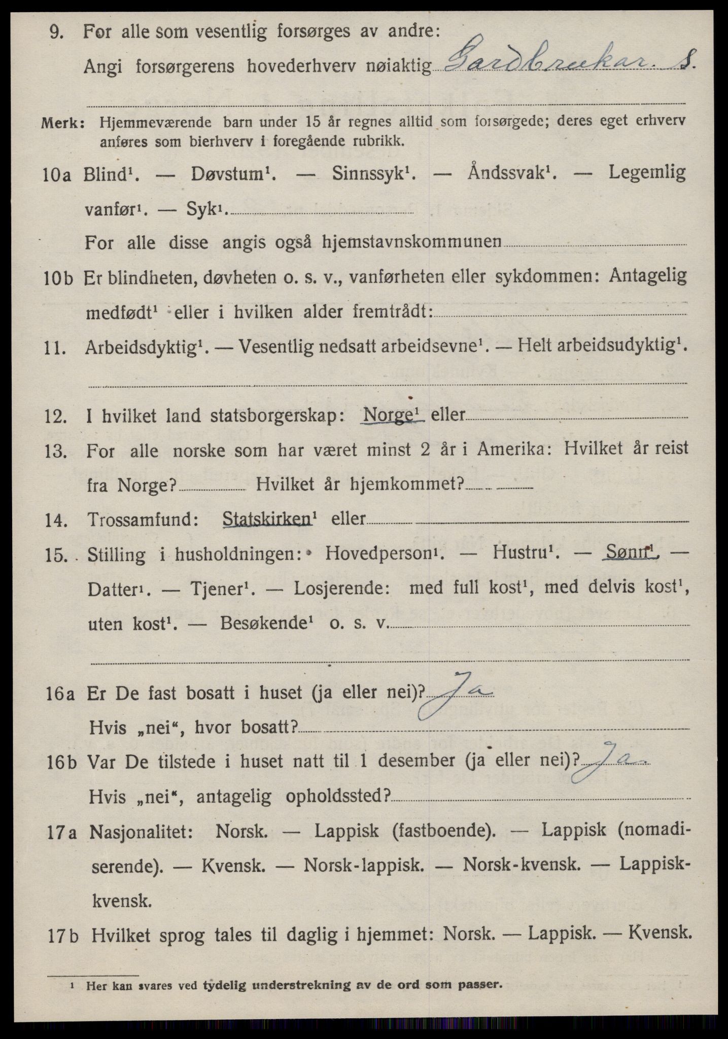 SAT, 1920 census for Osen, 1920, p. 3660