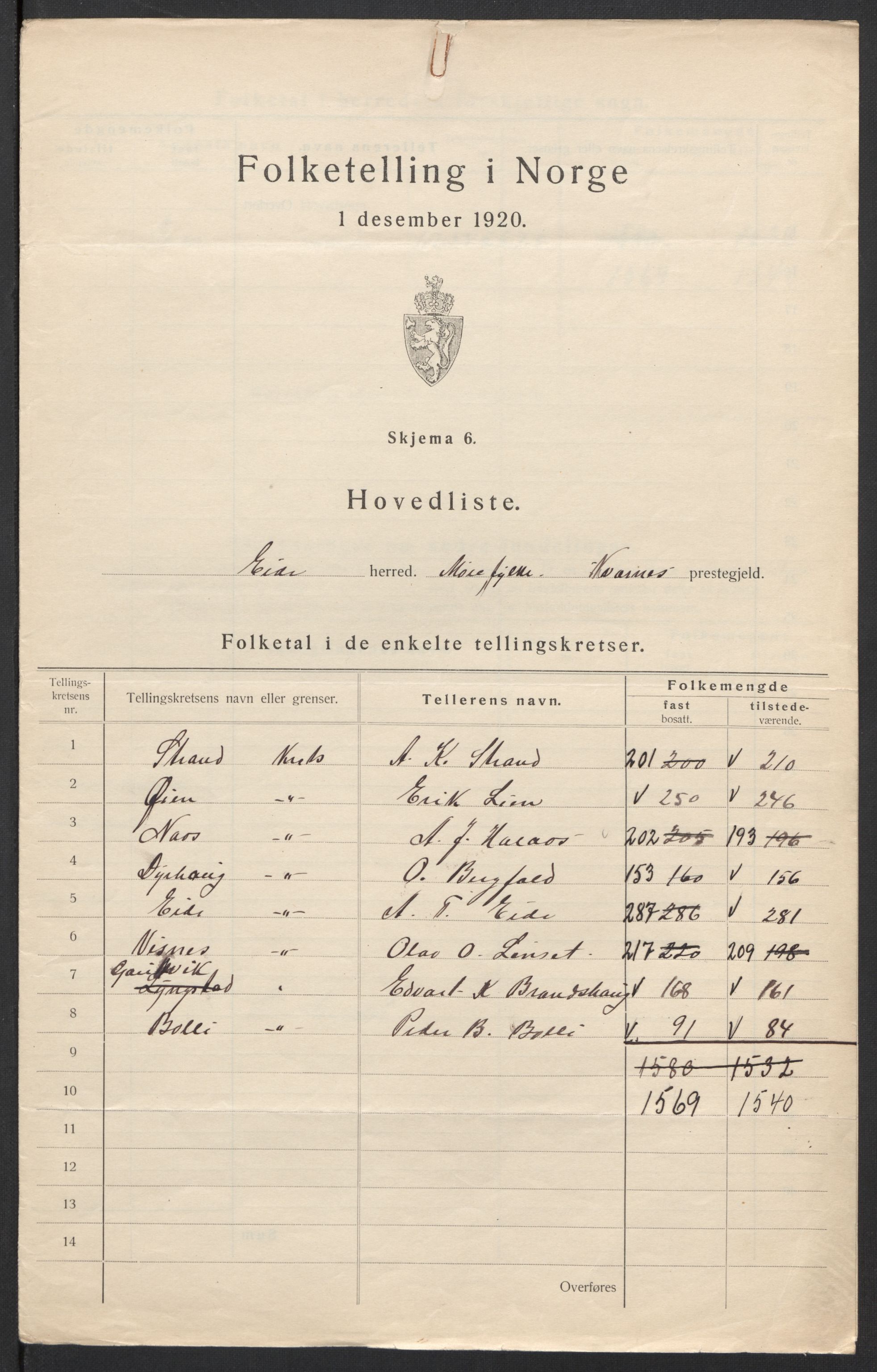 SAT, 1920 census for Eid (MR), 1920, p. 3