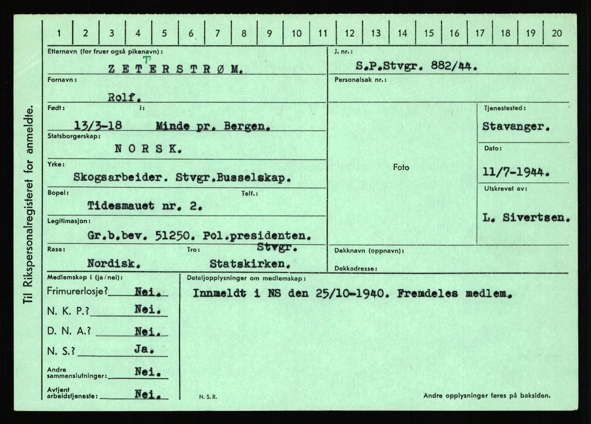 Statspolitiet - Hovedkontoret / Osloavdelingen, AV/RA-S-1329/C/Ca/L0016: Uberg - Øystese, 1943-1945, p. 3318