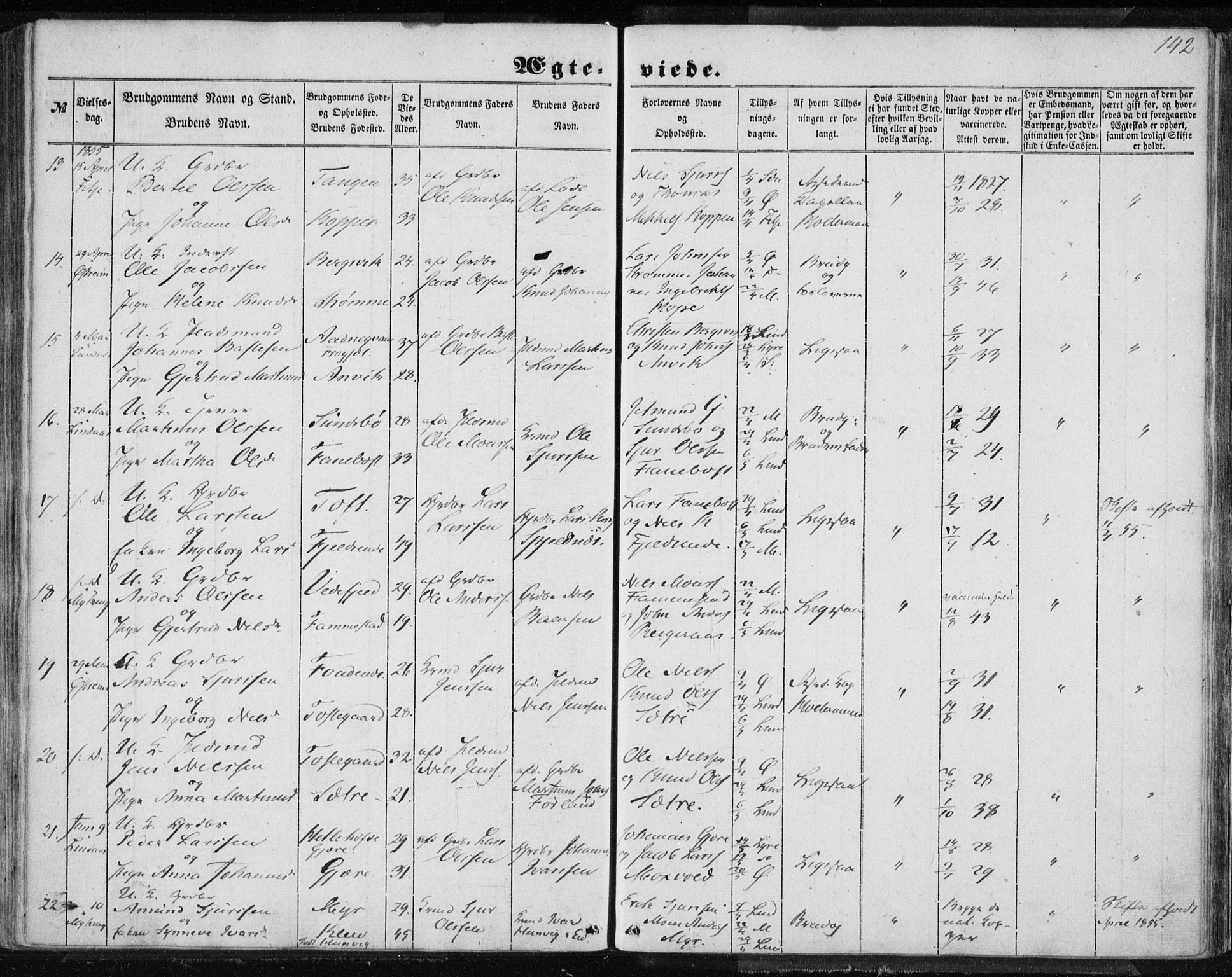 Lindås Sokneprestembete, AV/SAB-A-76701/H/Haa/Haaa/L0013: Parish register (official) no. A 13, 1848-1862, p. 142